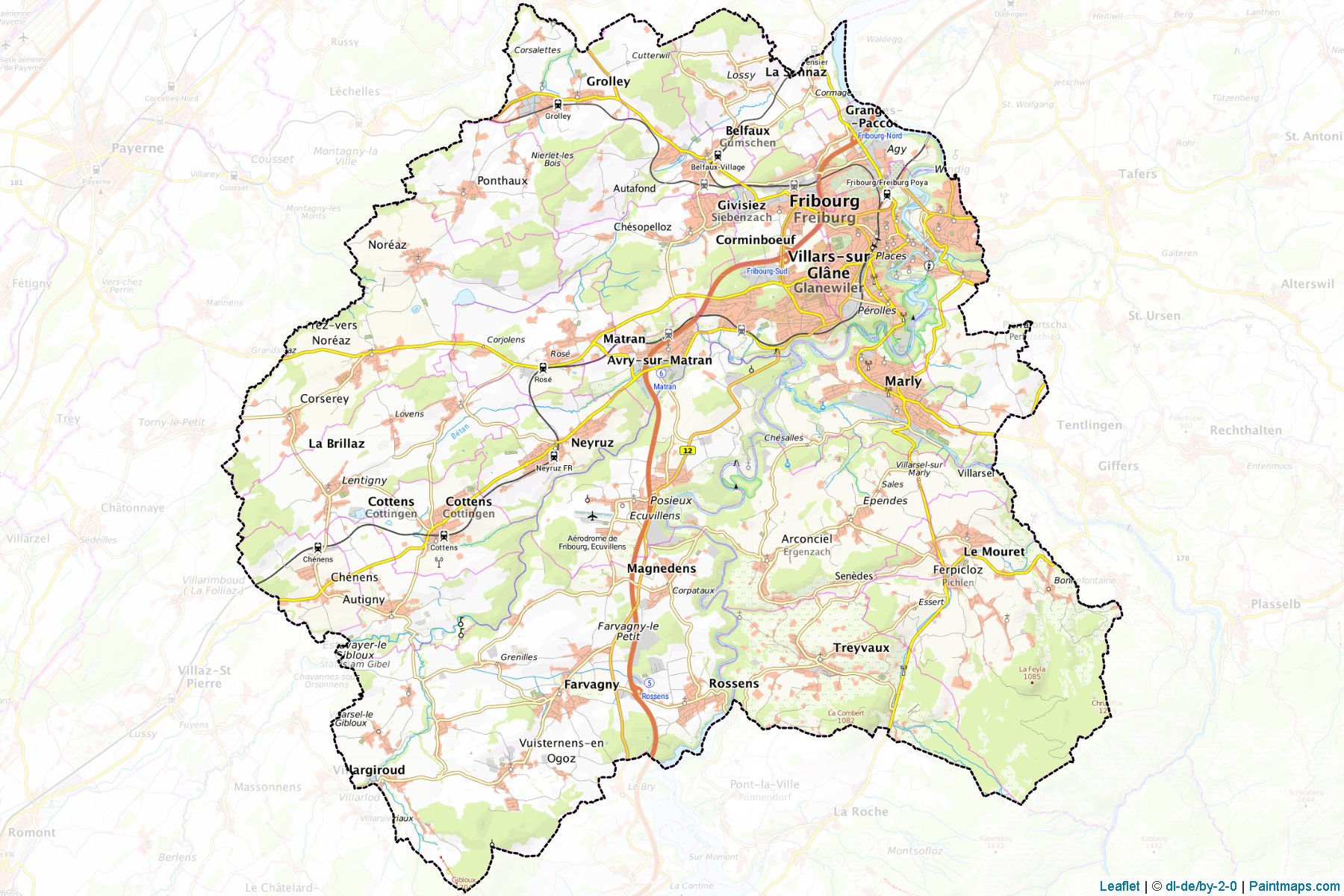 La Sarine (Fribourg) Haritası Örnekleri-1