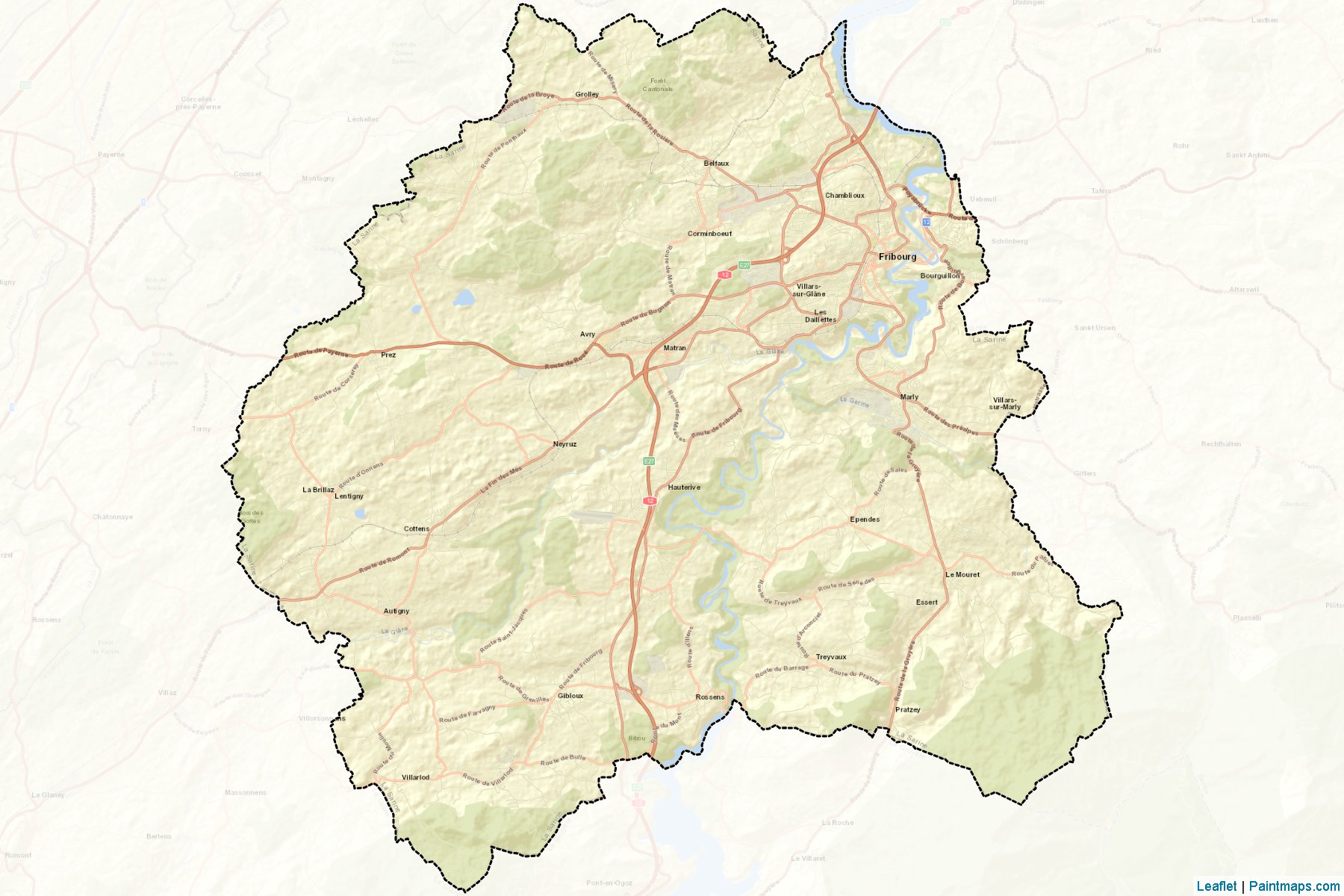 Muestras de recorte de mapas La Sarine (Fribourg)-2