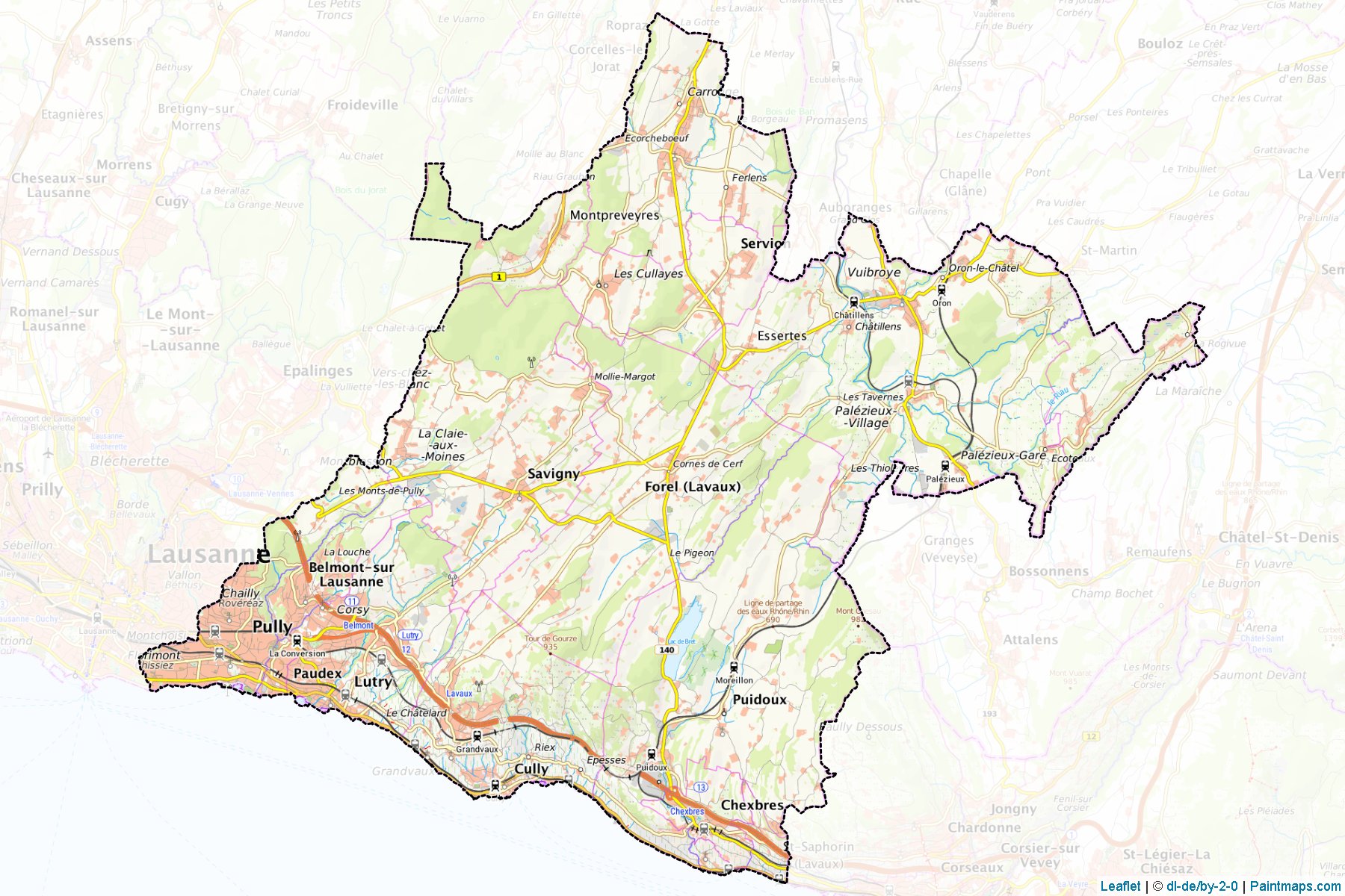 Muestras de recorte de mapas Lavaux-Oron (Vaud)-1