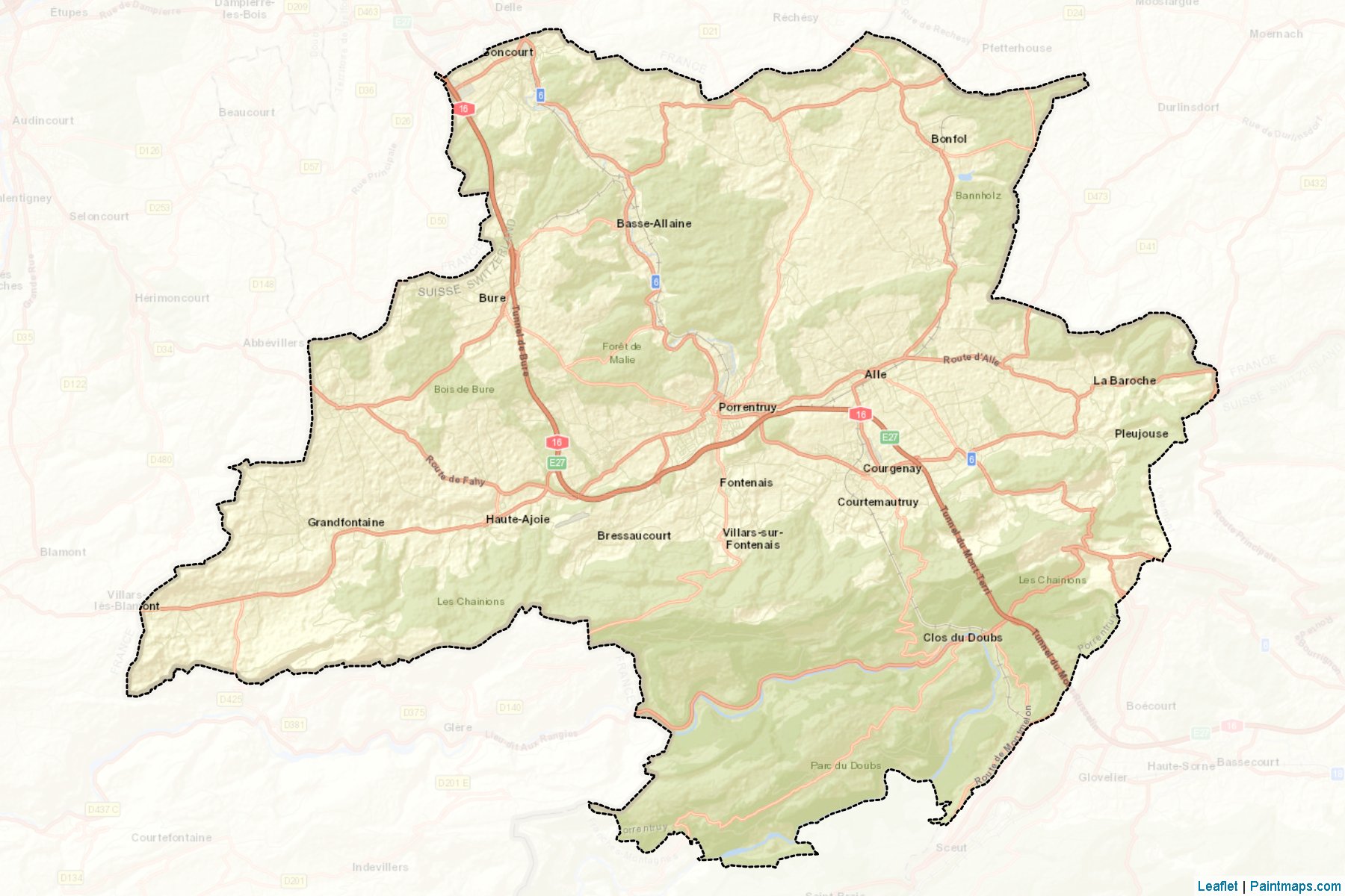 Muestras de recorte de mapas Porrentruy (Jura)-2