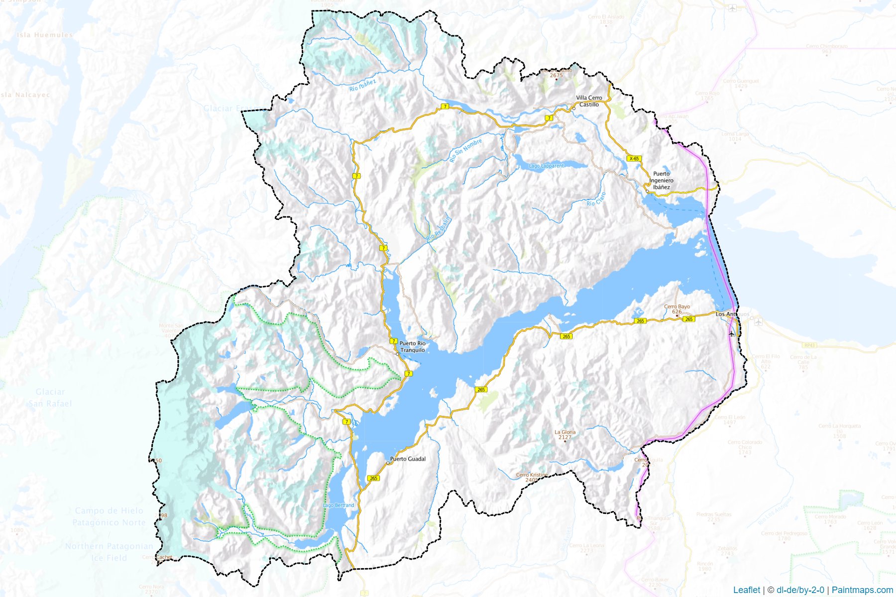 Muestras de recorte de mapas General Carrera (De Aisen)-1