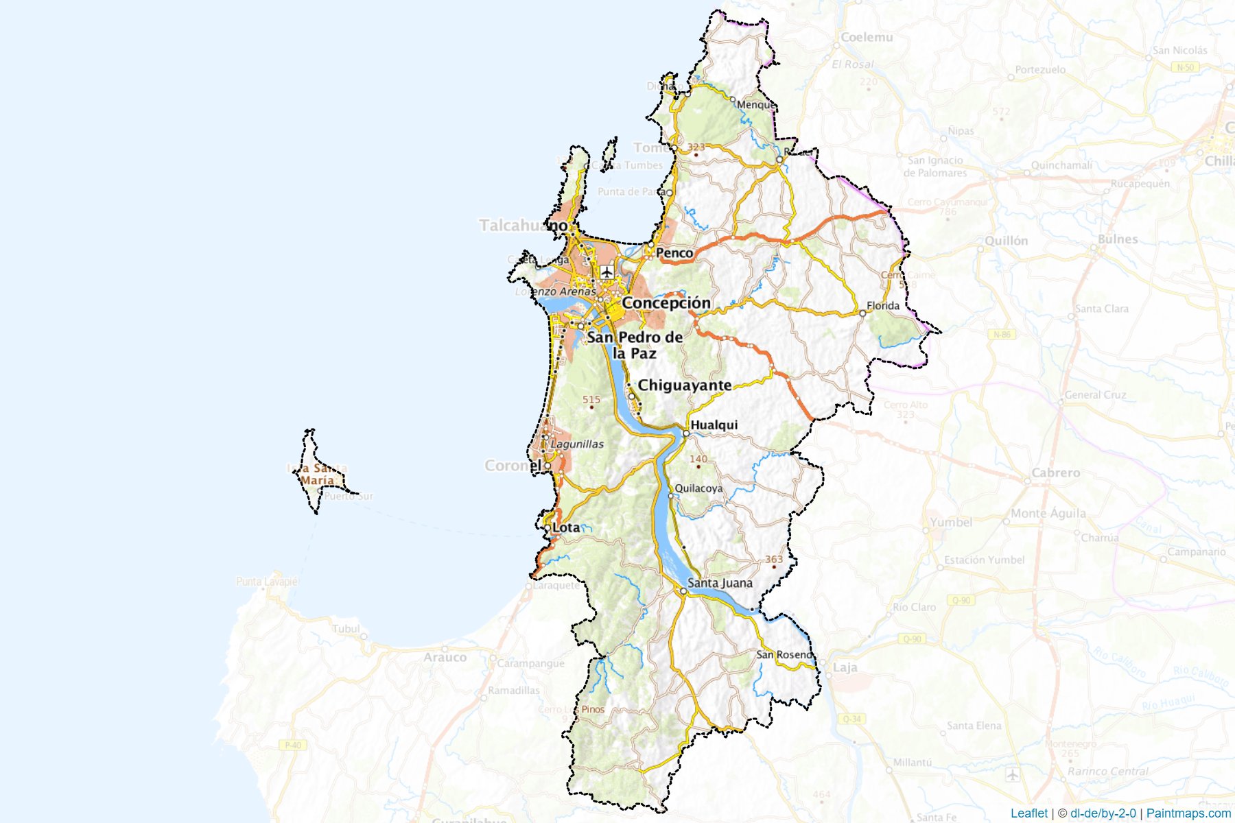 Concepción eyaleti (Bío-Bío bölgesi) Haritası Örnekleri-1