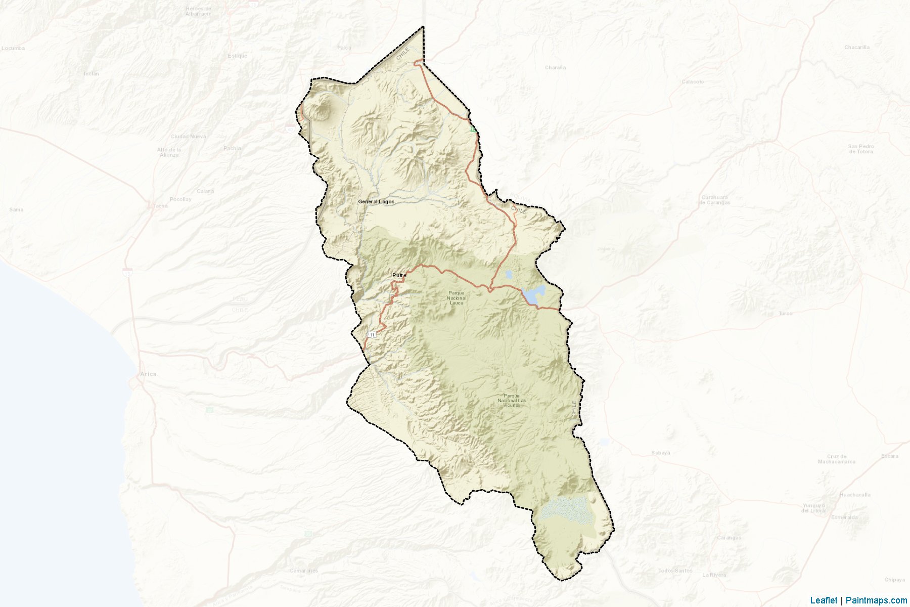 Muestras de recorte de mapas Parinacota (Arica y Parinacota)-2