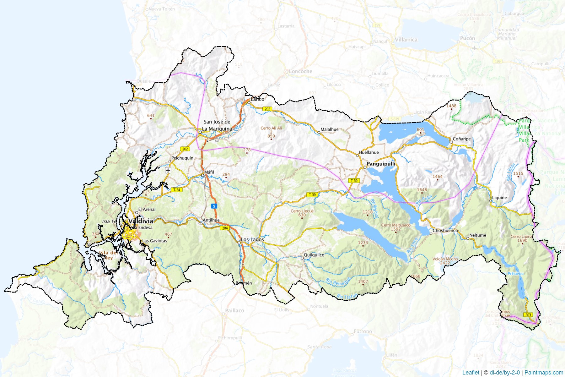 Valdivia (Los Ríos bölgesi) Haritası Örnekleri-1