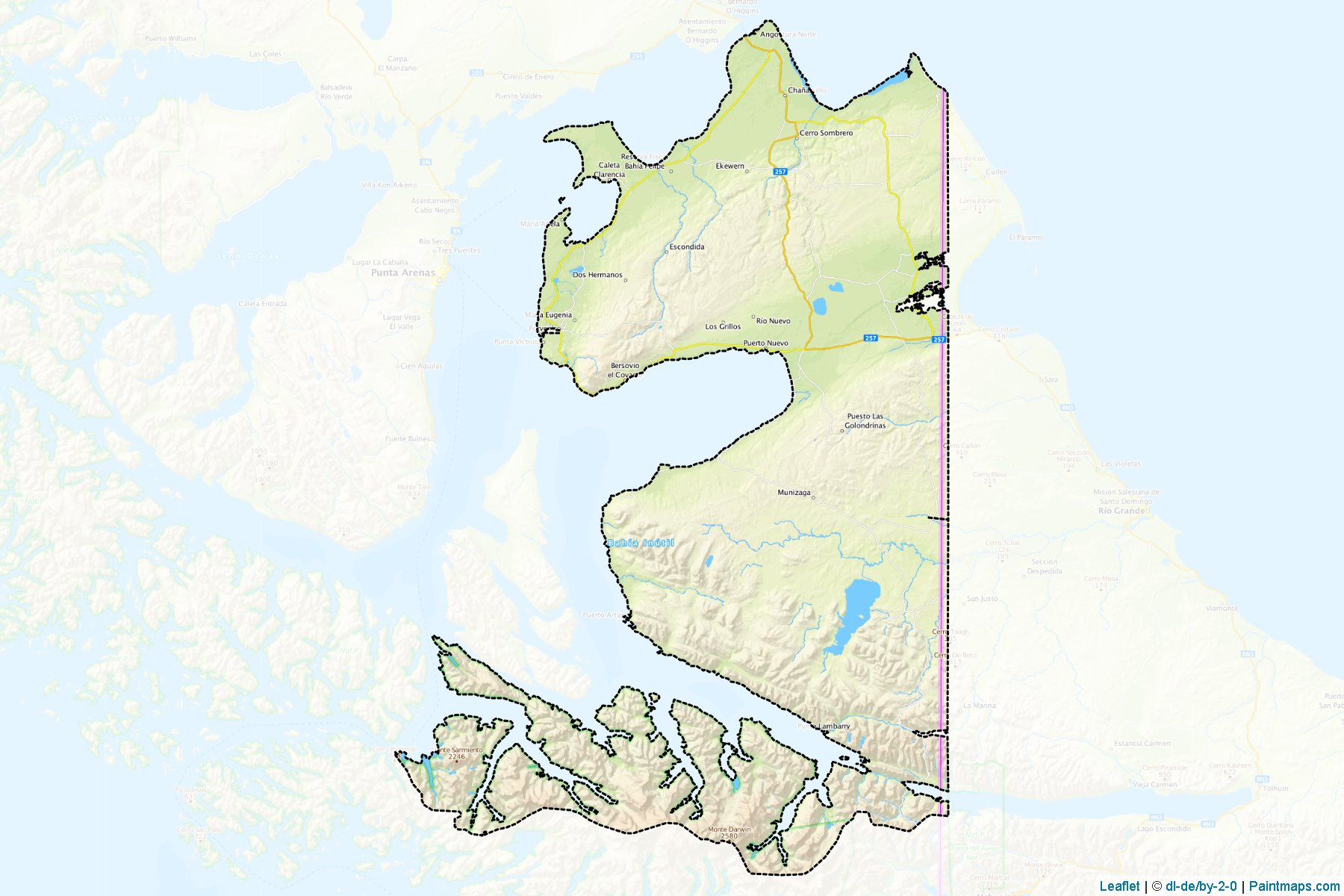 Tierra del Fuego (Magallanes y la Antártica Chilena bölgesi) Haritası Örnekleri-1