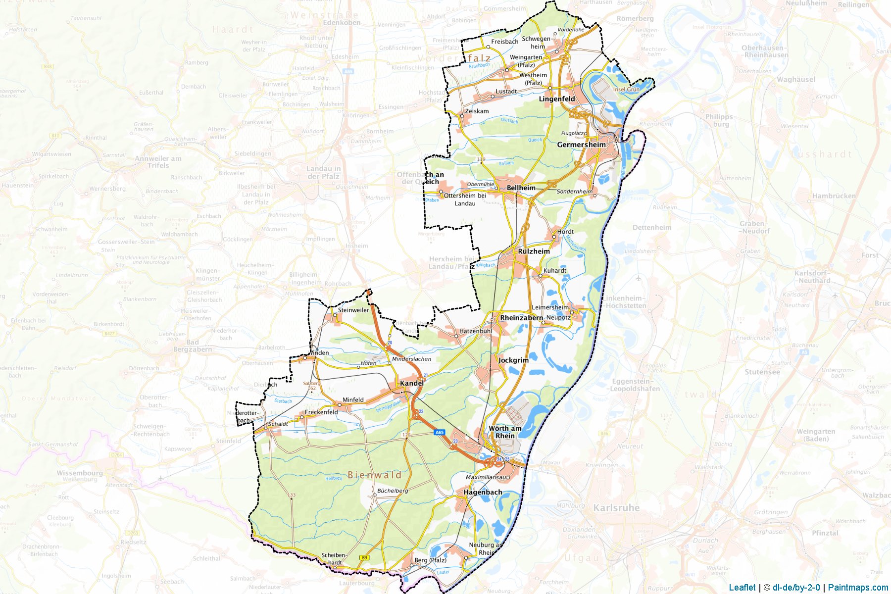 Muestras de recorte de mapas Germersheim (Rhineland-Palatinate)-1