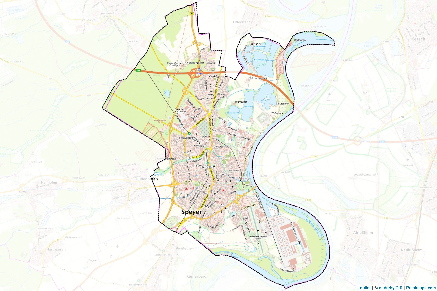 Muestras de recorte de mapas Speyer (Rhineland-Palatinate)-1