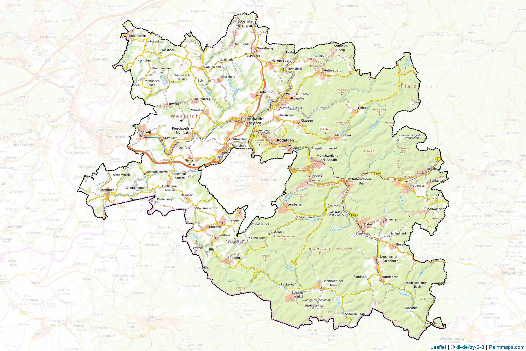 Südwestpfalz (Rhineland-Palatinate) Map Cropping Samples-1