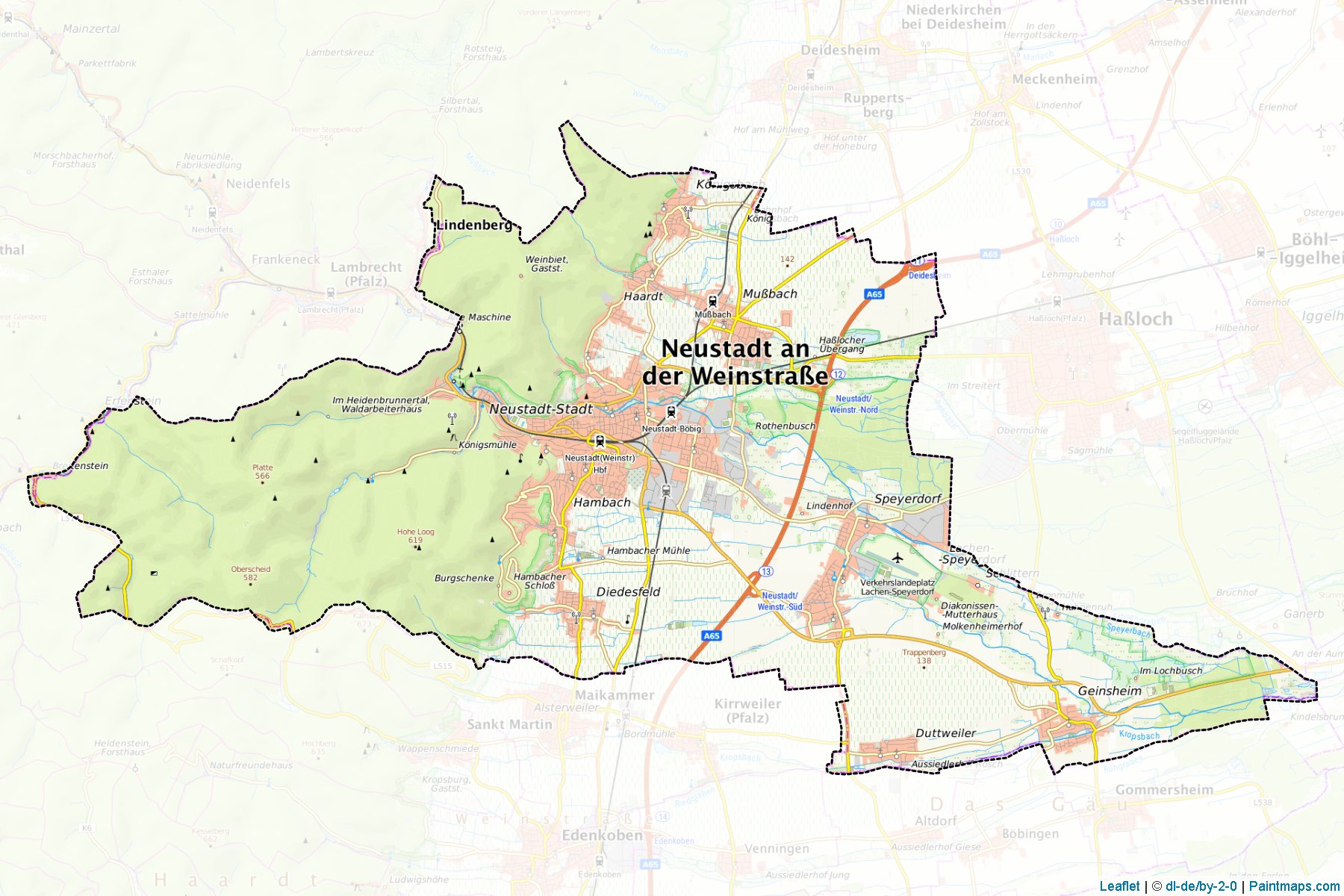 Muestras de recorte de mapas Neustadt an der Weinstrasse (Rhineland-Palatinate)-1