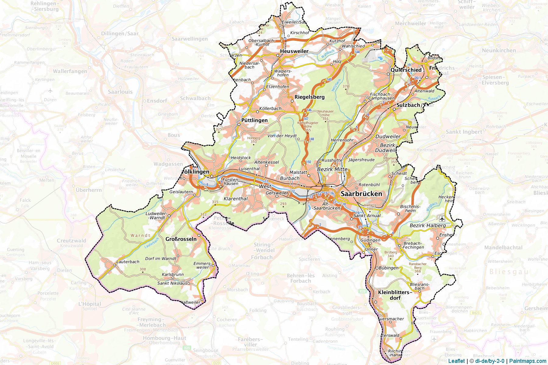 Saarbrücken (Saarland) Map Cropping Samples-1