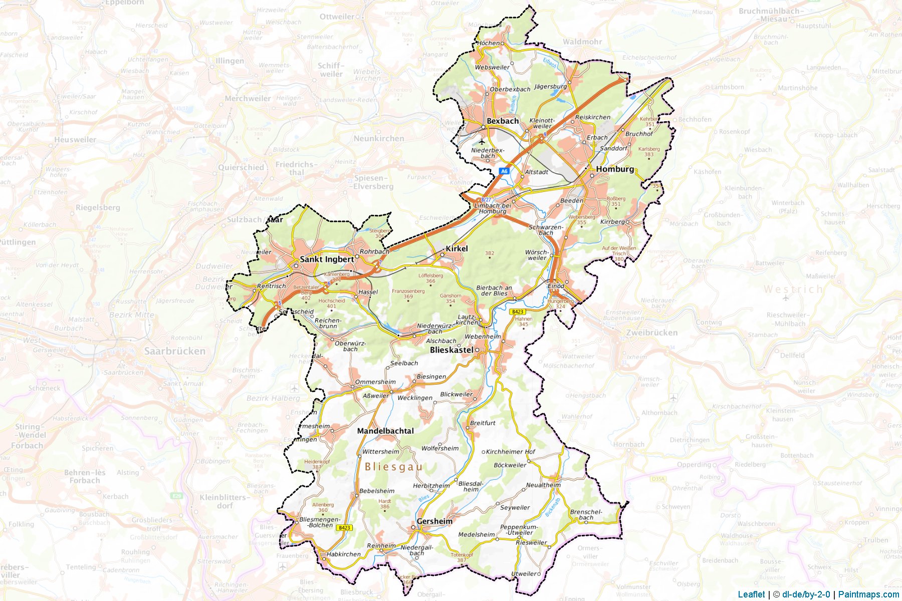 Saarpfalz-Kreis (Saarland) Map Cropping Samples-1