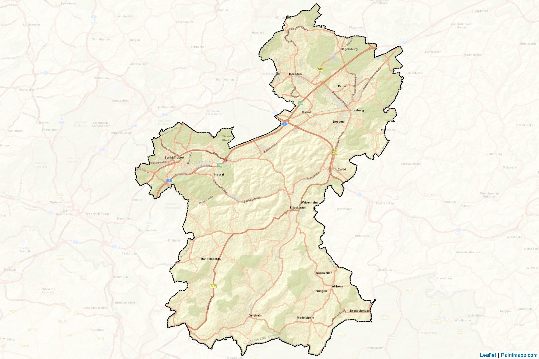 Saarpfalz-Kreis (Saarland) Map Cropping Samples-2