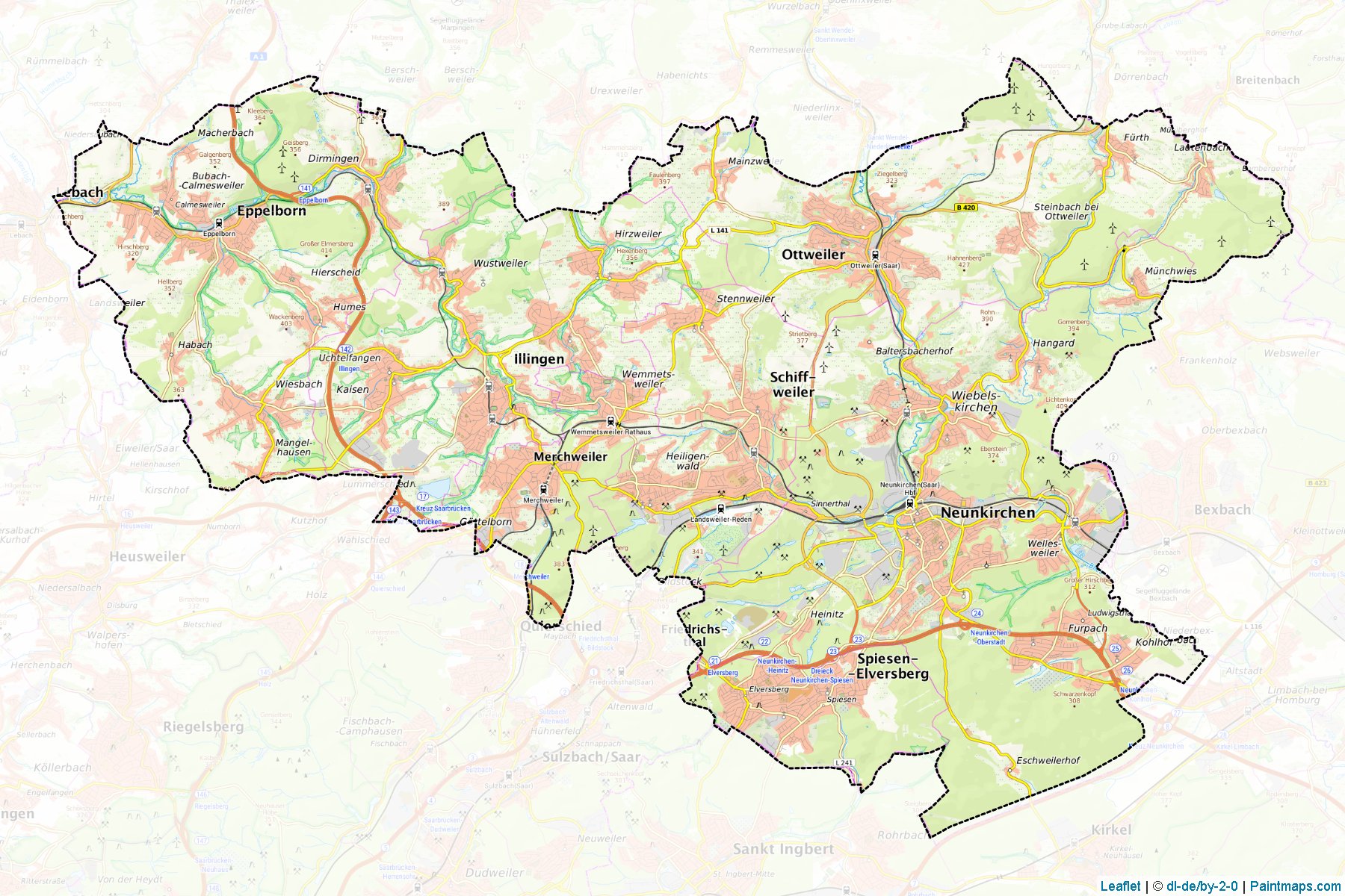 Neunkirchen (Saarland) Map Cropping Samples-1