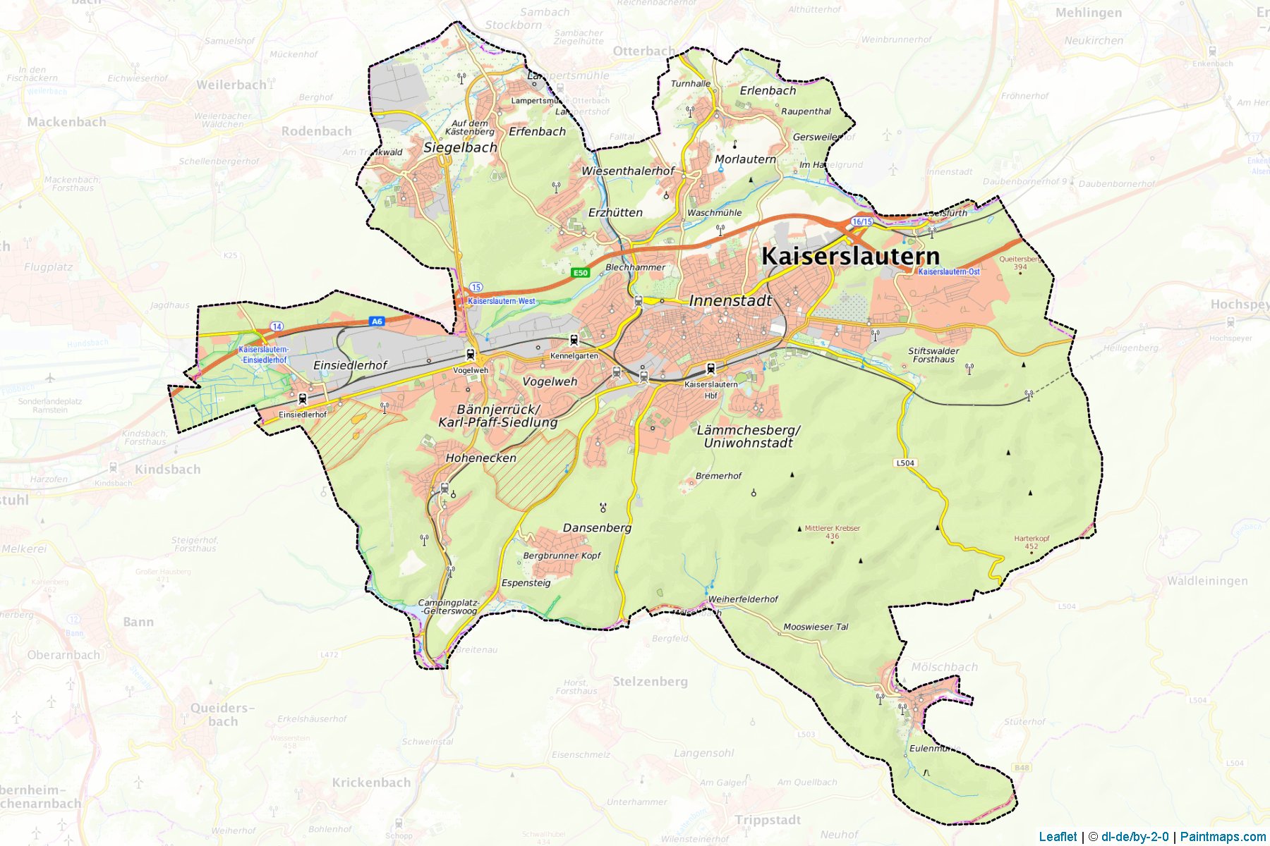 Kaiserslautern (Renanya-Palatina) Haritası Örnekleri-1