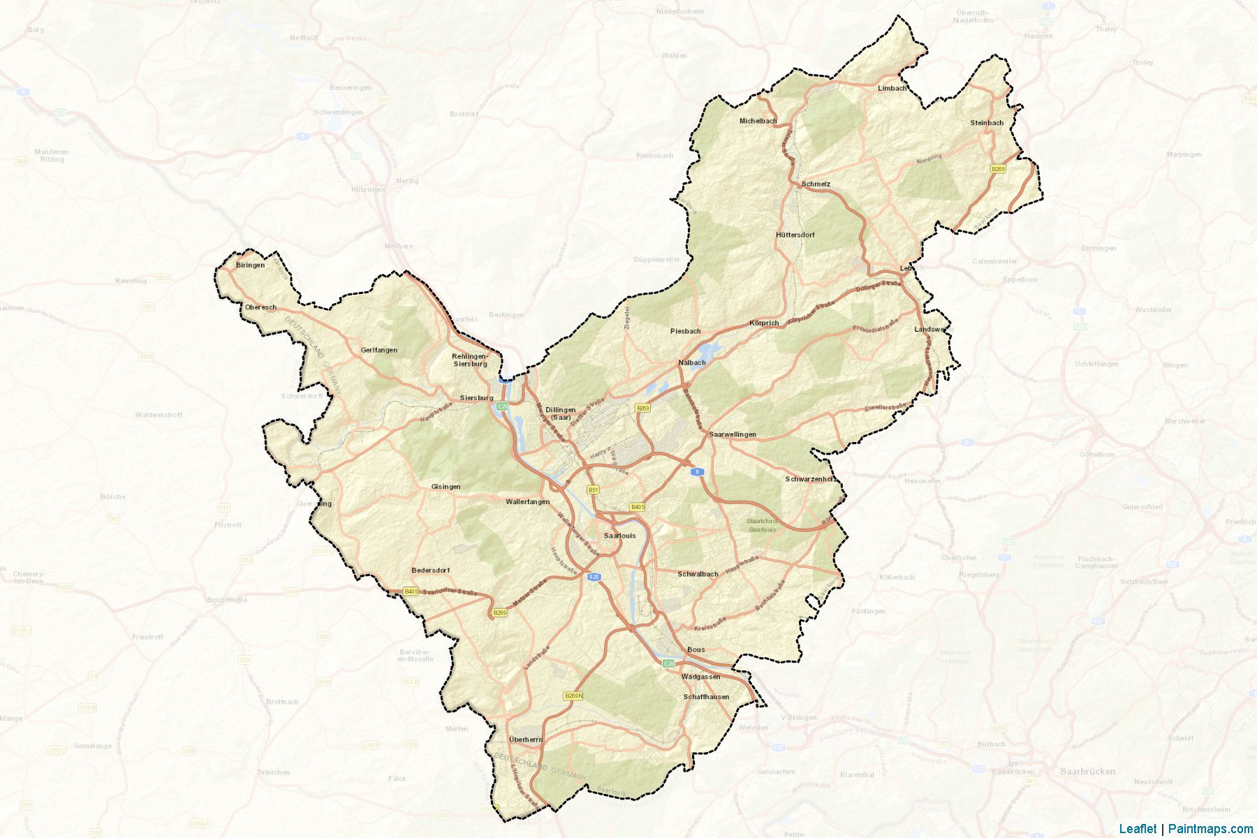 Muestras de recorte de mapas Saarlouis (Saarland)-2