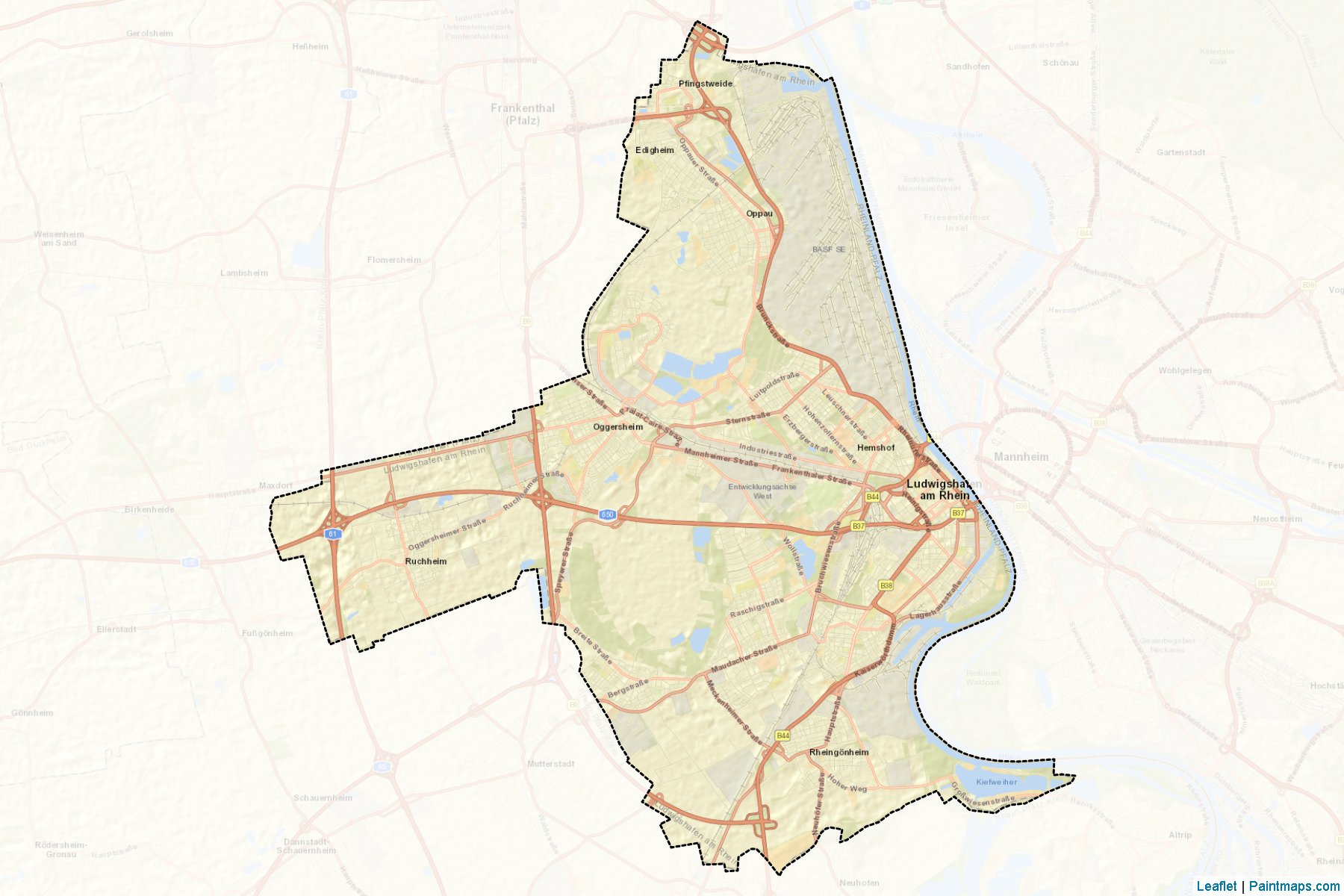 Ludwigshafen am Rhein (Rhineland-Palatinate) Map Cropping Samples-2