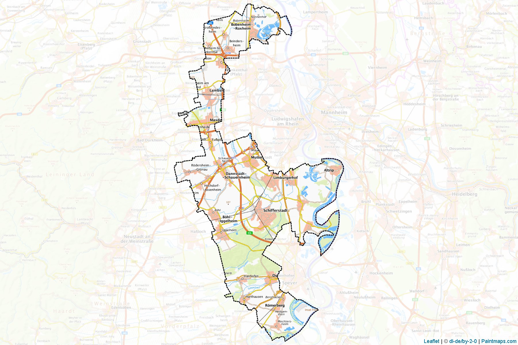 Muestras de recorte de mapas Rhein-Pfalz-Kreis (Rhineland-Palatinate)-1