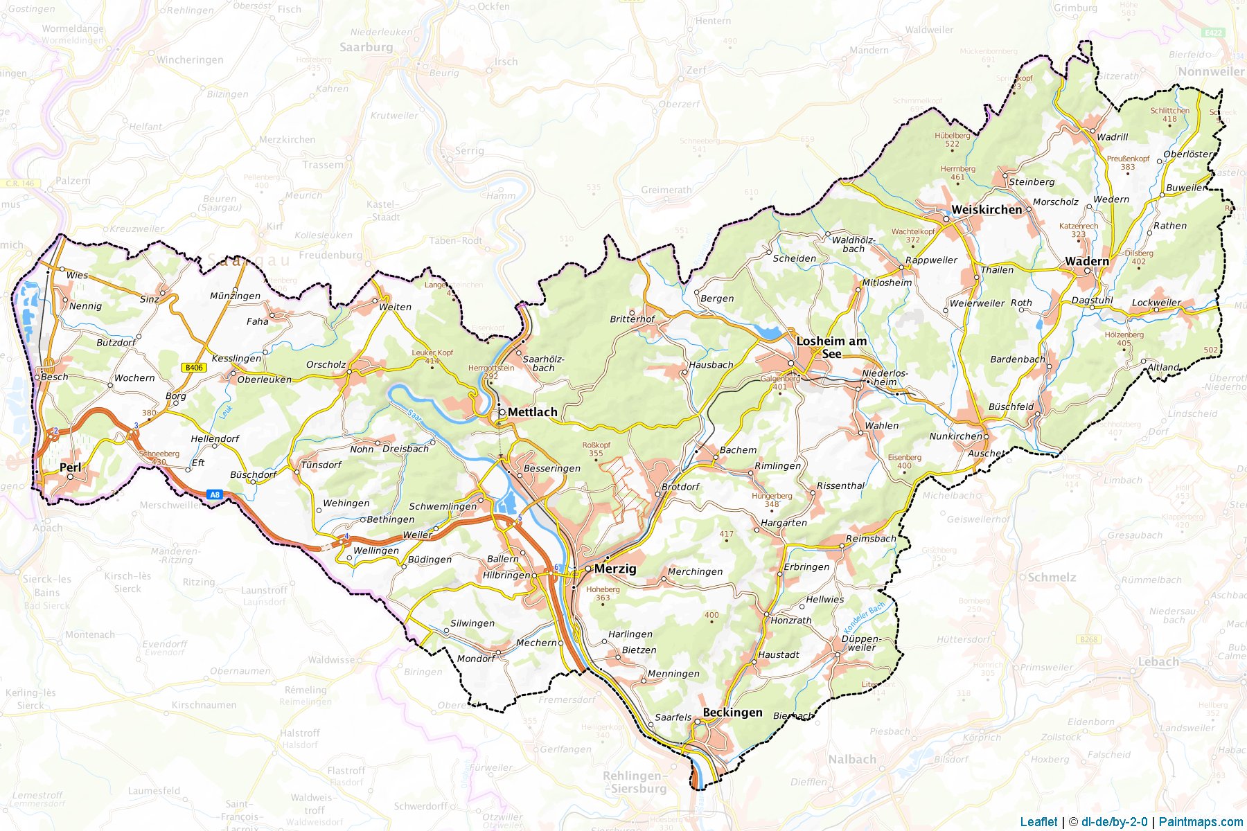 Merzig-Wadern (Saarland) Map Cropping Samples-1