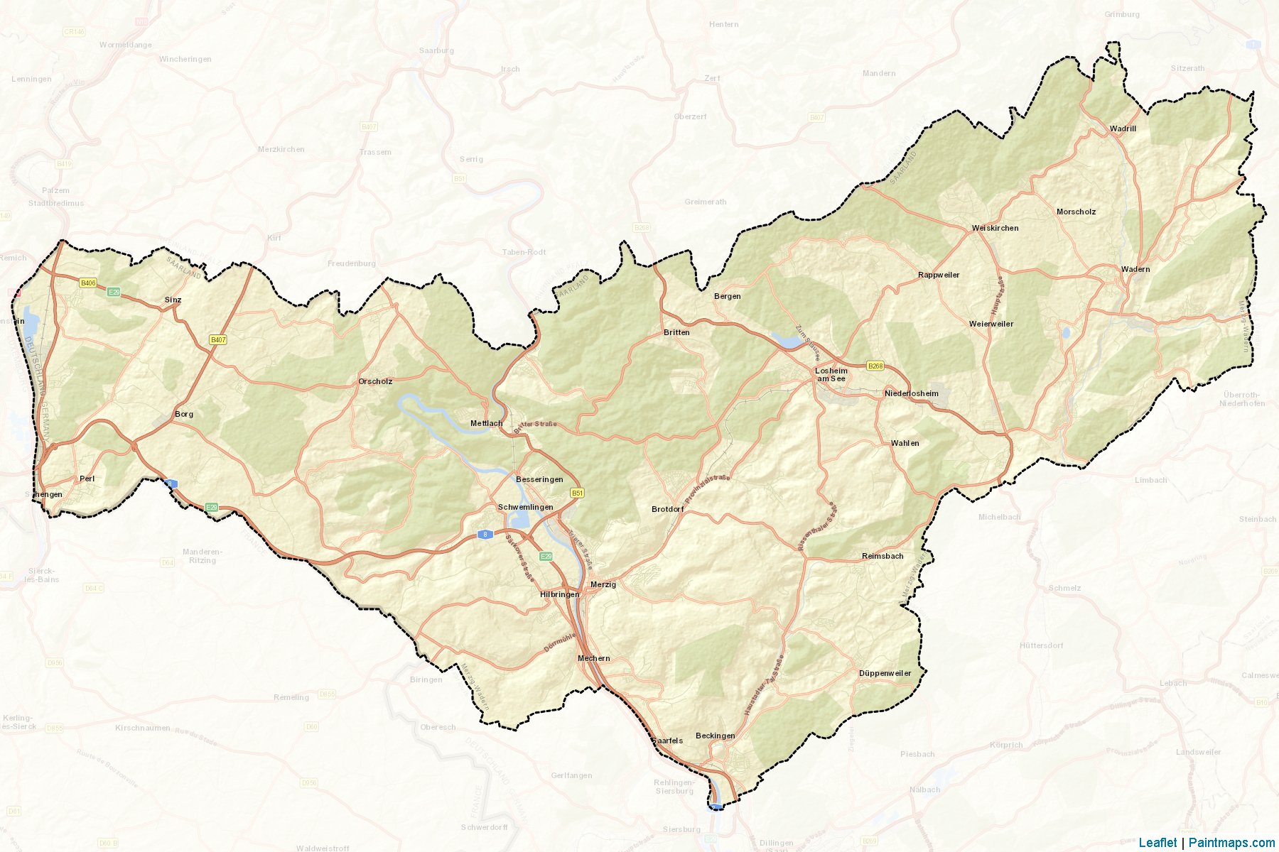 Muestras de recorte de mapas Merzig-Wadern (Saarland)-2