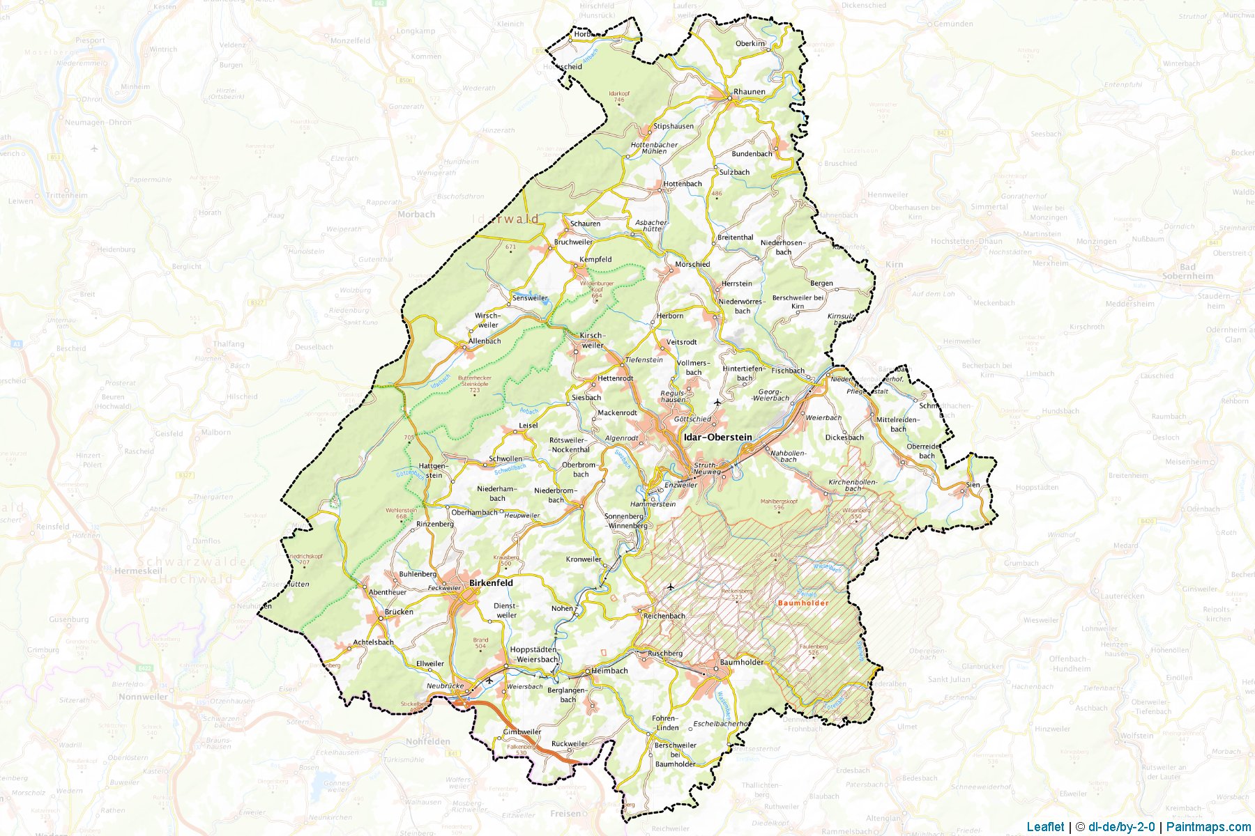 Muestras de recorte de mapas Birkenfeld (Rhineland-Palatinate)-1