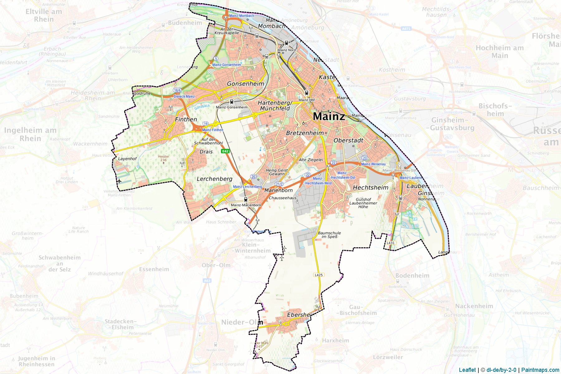 Border cropping samples for Mainz map.