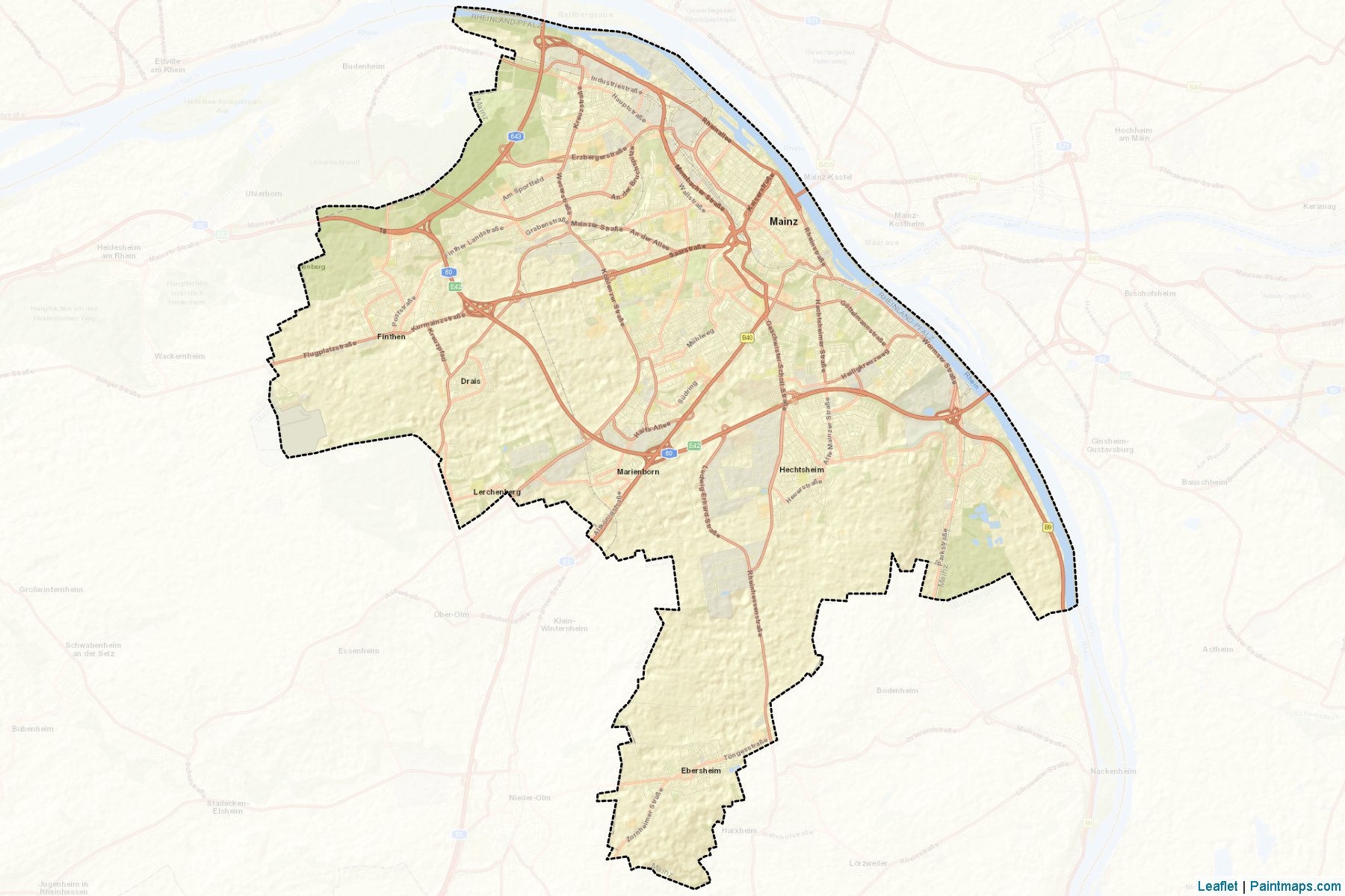 Mainz (Rhineland-Palatinate) Map Cropping Samples-2