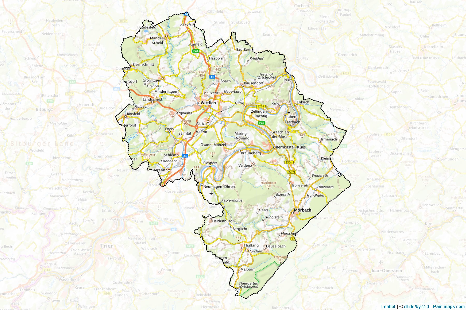 Bernkastel-Wittlich (Rhineland-Palatinate) Map Cropping Samples-1