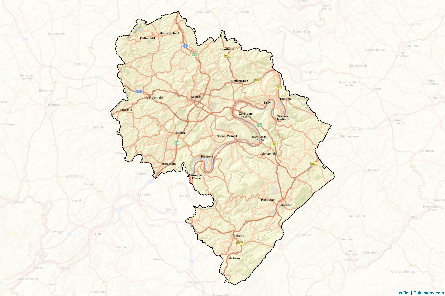 Bernkastel-Wittlich (Rhineland-Palatinate) Map Cropping Samples-2