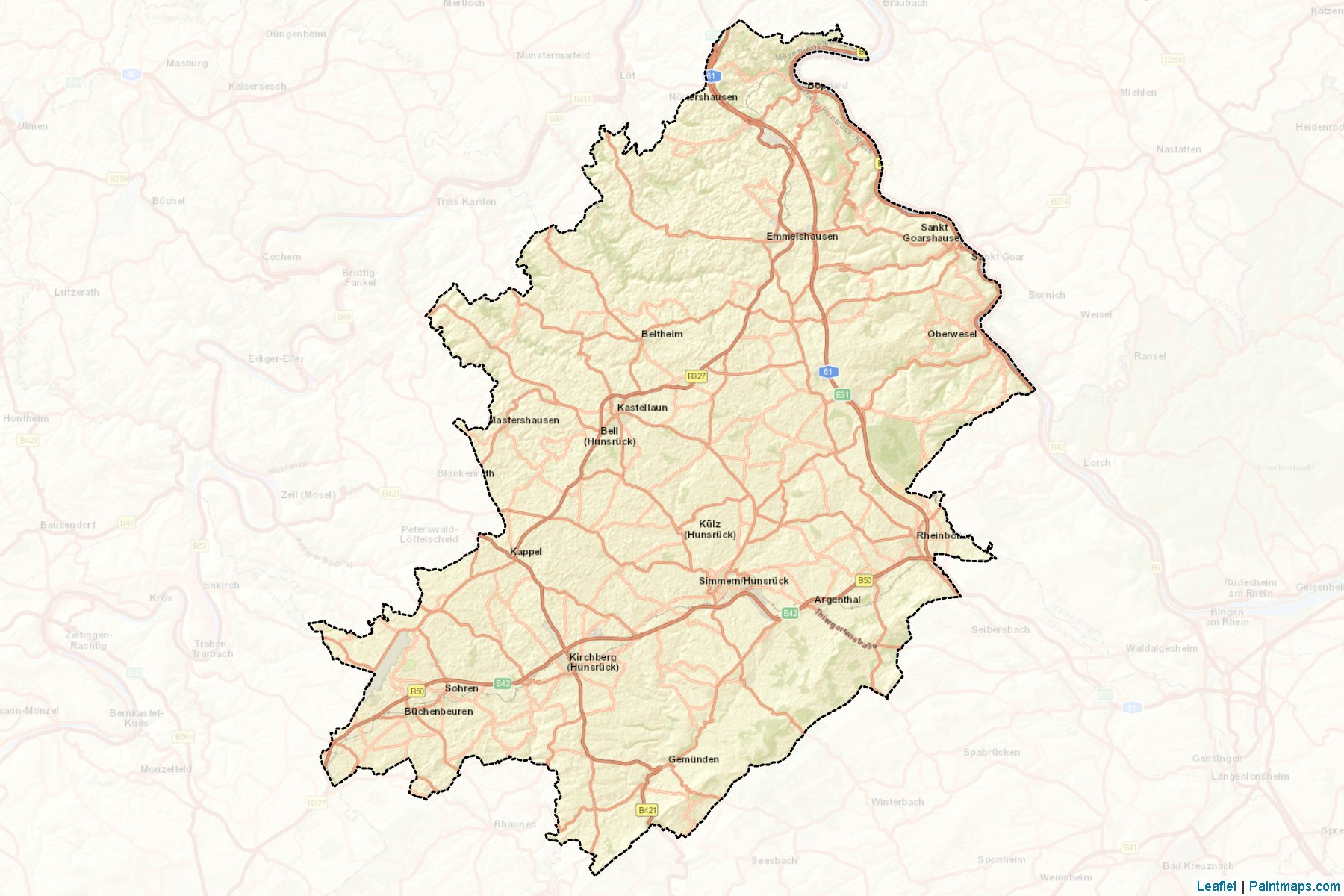 Rhein-Hunsrück-Kreis (Rhineland-Palatinate) Map Cropping Samples-2