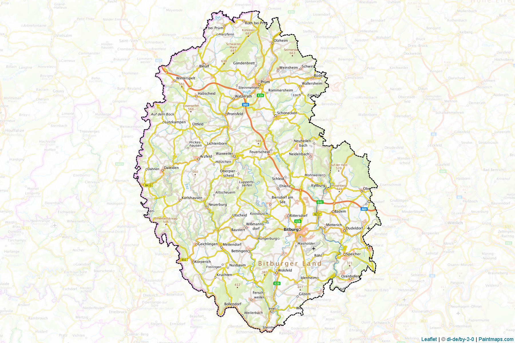 Eifelkreis Bitburg-Prüm (Rhineland-Palatinate) Map Cropping Samples-1