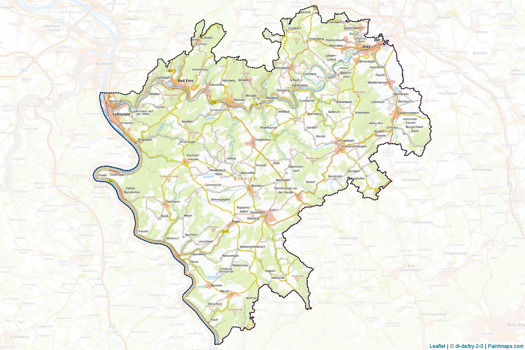 Rhein-Lahn-Kreis (Renanya-Palatina) Haritası Örnekleri-1