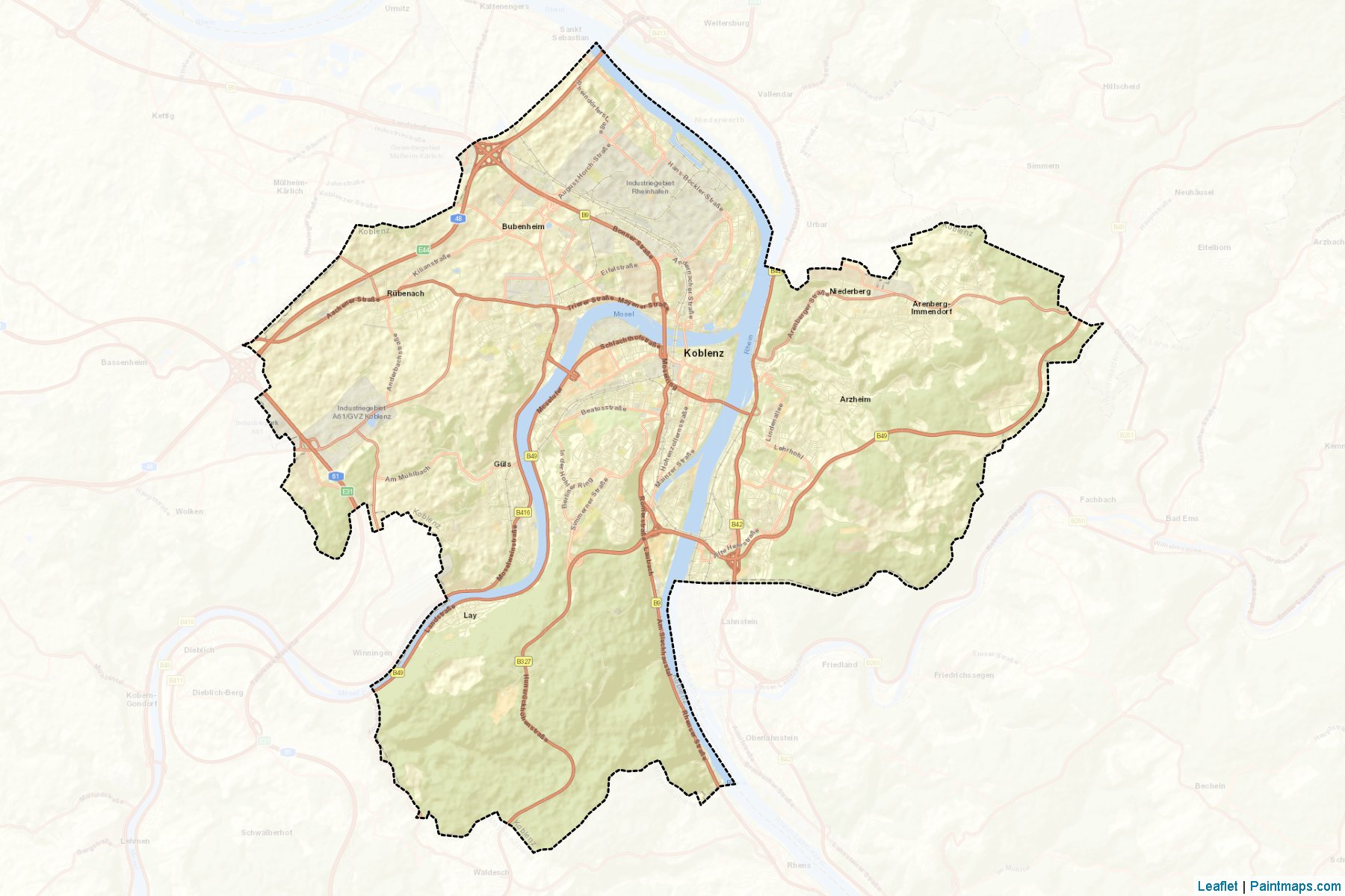 Koblenz (Rhineland-Palatinate) Map Cropping Samples-2