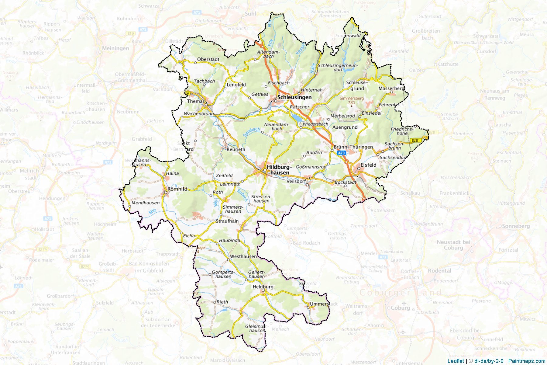 Hildburghausen (Thuringia) Map Cropping Samples-1