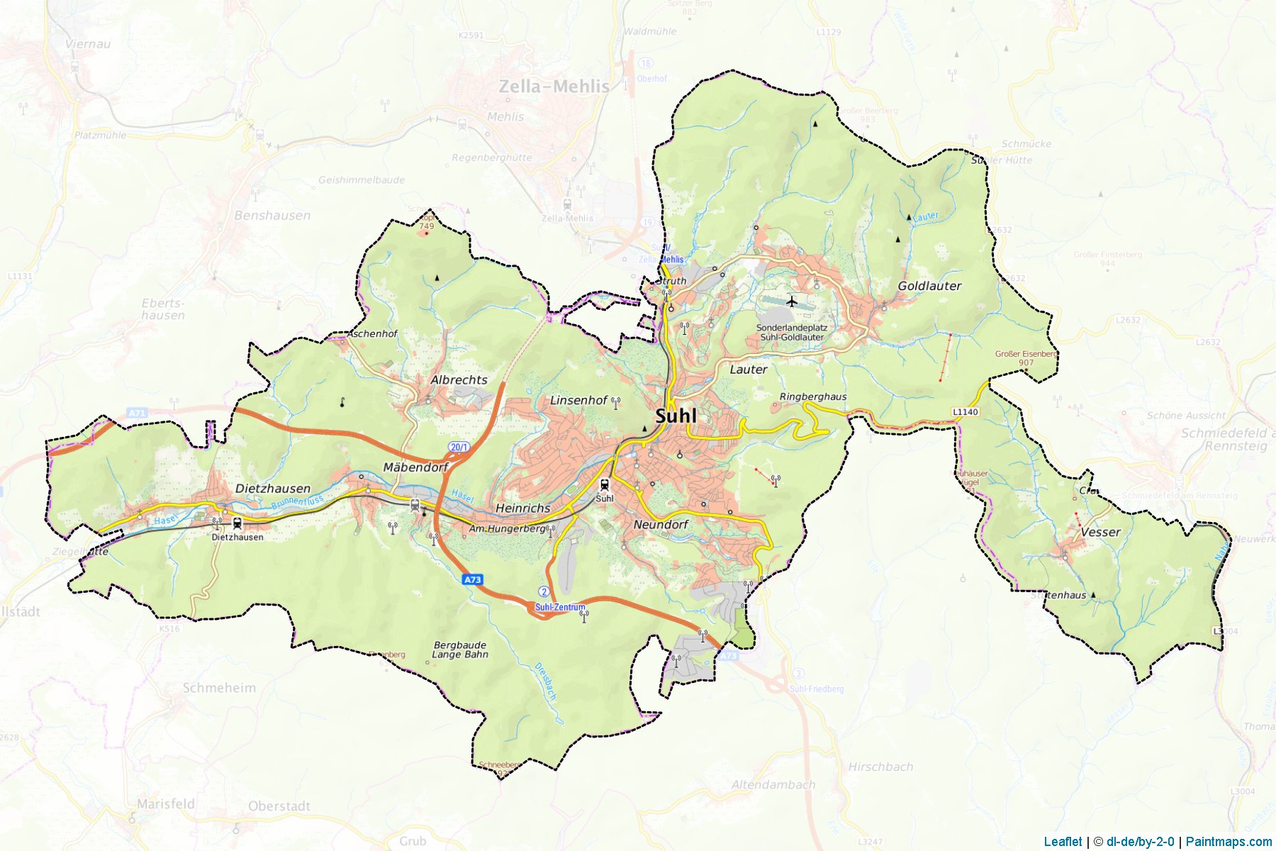 Muestras de recorte de mapas Suhl (Thuringia)-1