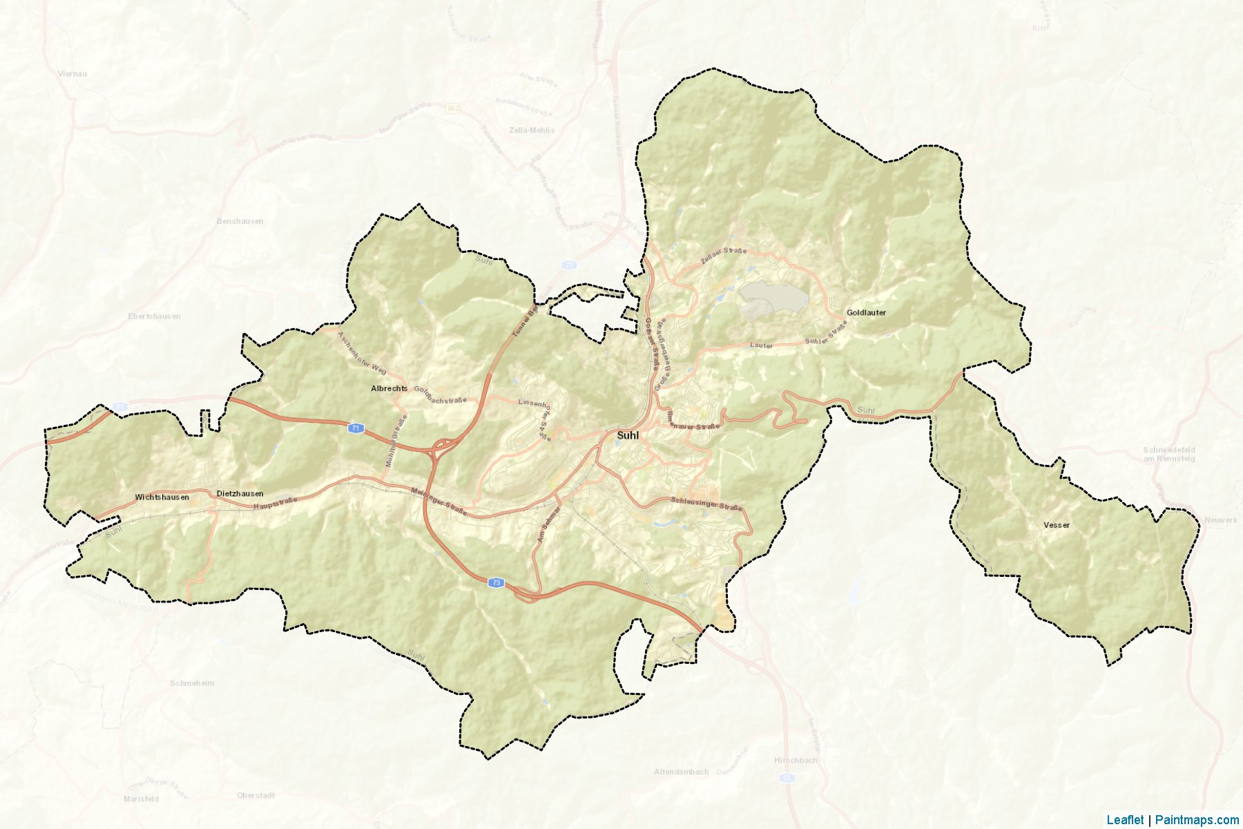 Muestras de recorte de mapas Suhl (Thuringia)-2