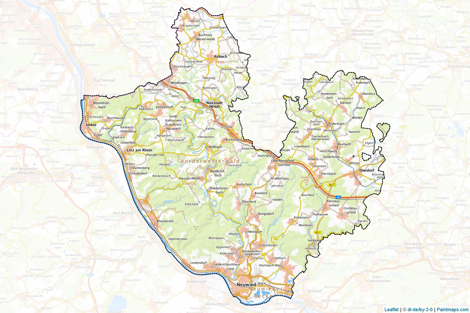 Muestras de recorte de mapas Neuwied (Rhineland-Palatinate)-1