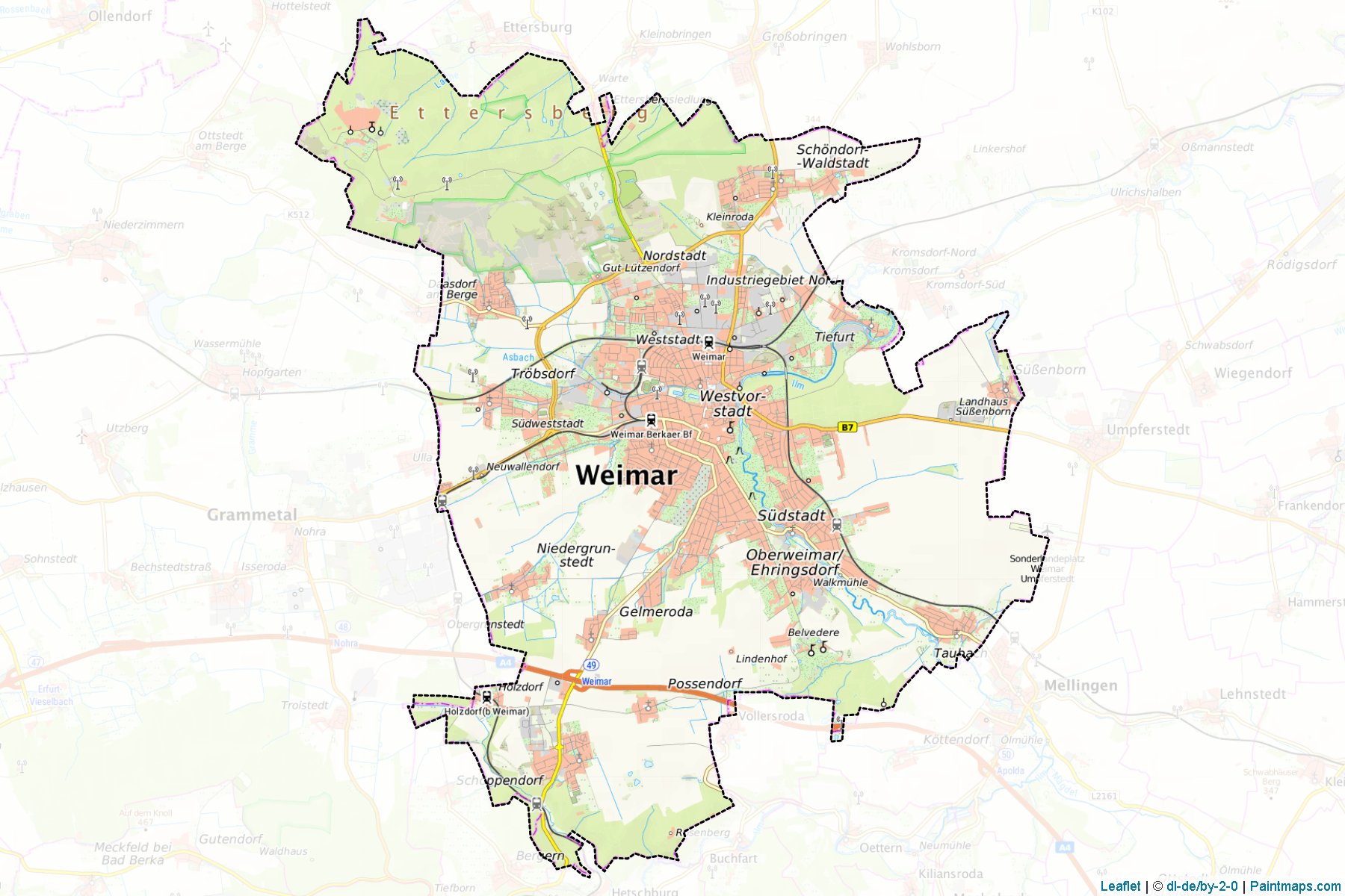 Weimar (Türingiya) Haritası Örnekleri-1