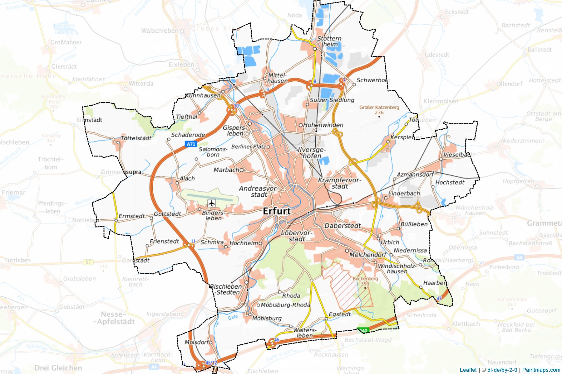 Muestras de recorte de mapas Erfurt (Thuringia)-1