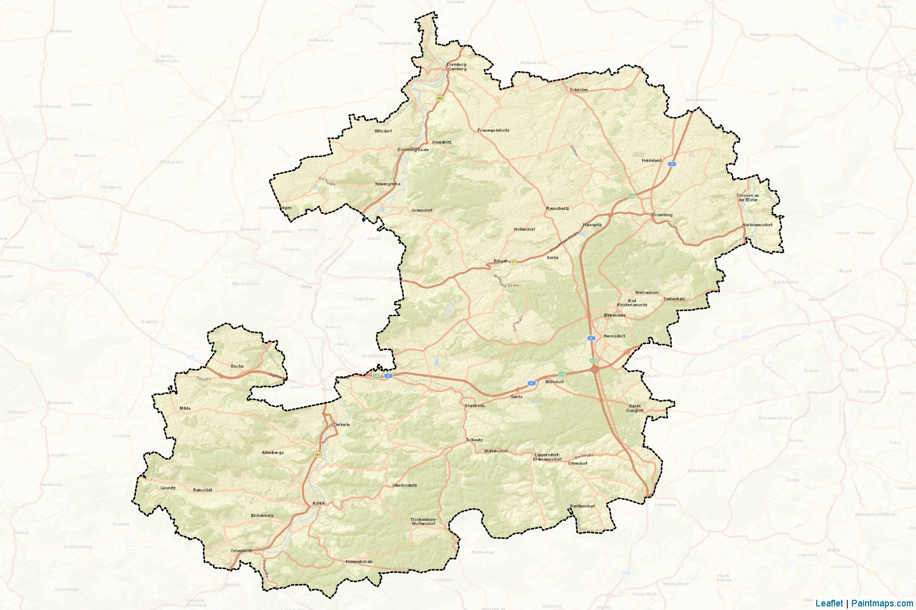 Muestras de recorte de mapas Saale-Holzland-Kreis (Thuringia)-2