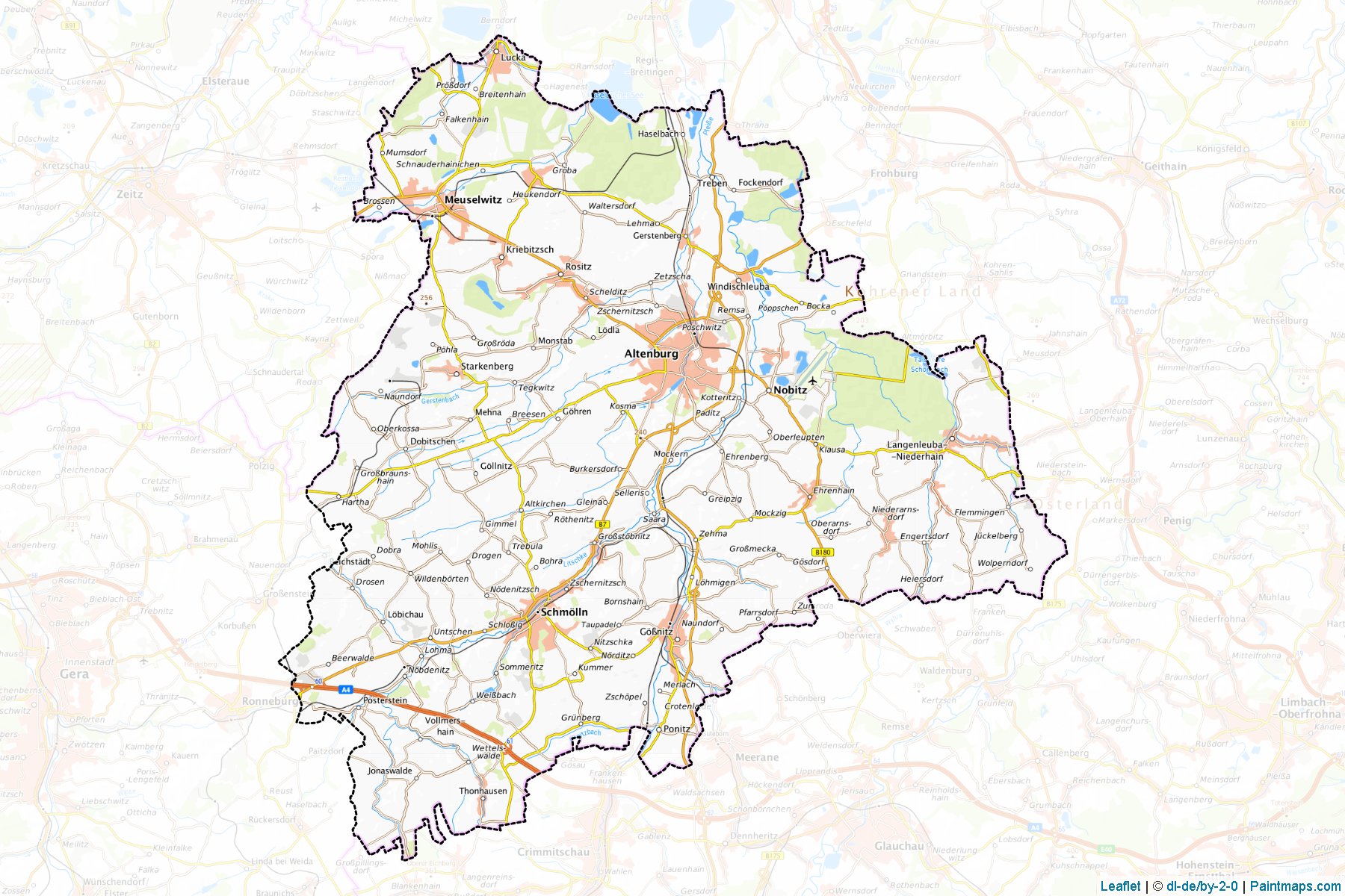 Muestras de recorte de mapas Altenburger Land (Thuringia)-1