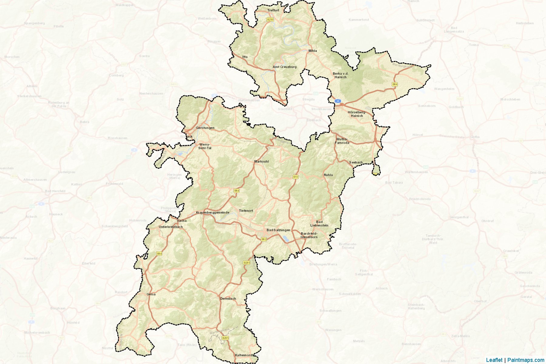 Wartburgkreis (Thuringia) Map Cropping Samples-2