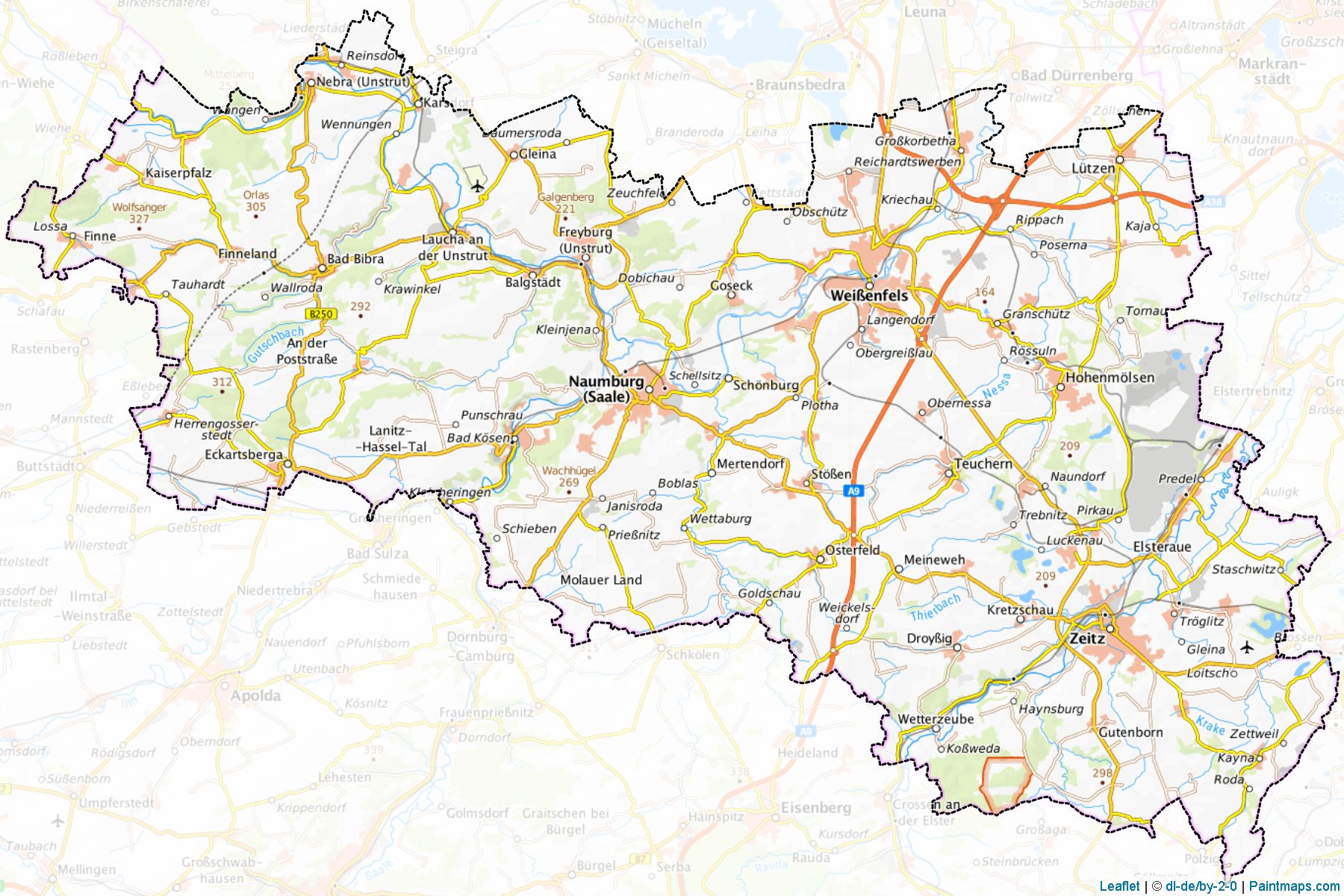 Muestras de recorte de mapas Burgenlandkreis (Saxony-Anhalt)-1