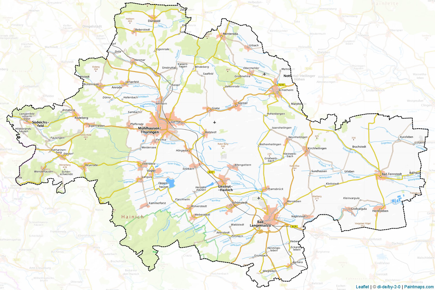 Border cropping samples for Unstrut-Hainich-Kreis map.