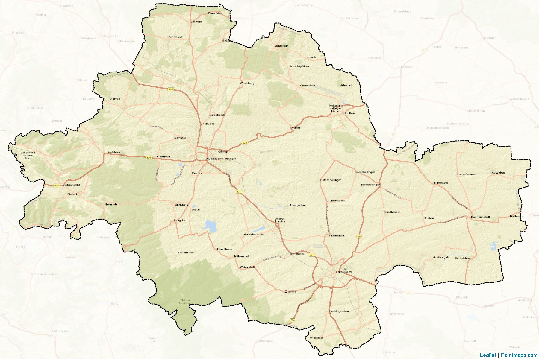 Unstrut-Hainich-Kreis (Thuringia) Map Cropping Samples-2