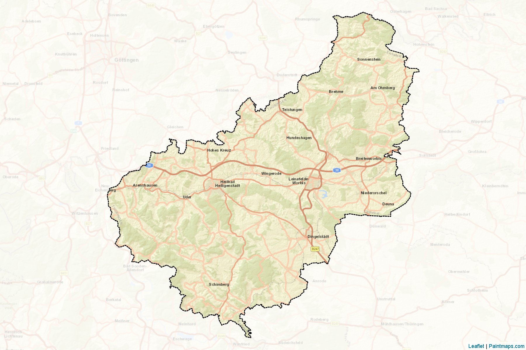 Muestras de recorte de mapas Eichsfeld (Thuringia)-2