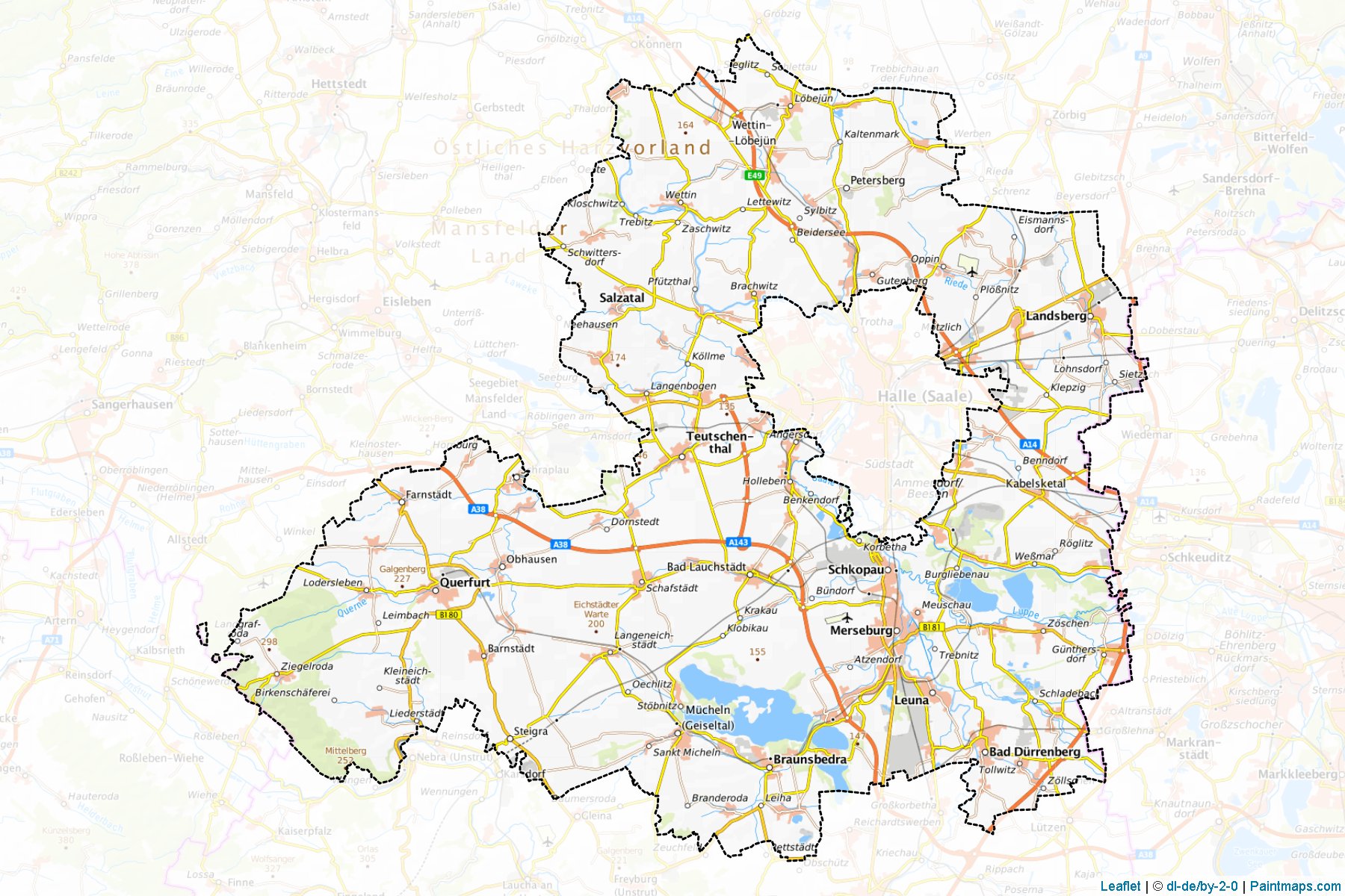 Muestras de recorte de mapas Saalekreis (Saxony-Anhalt)-1