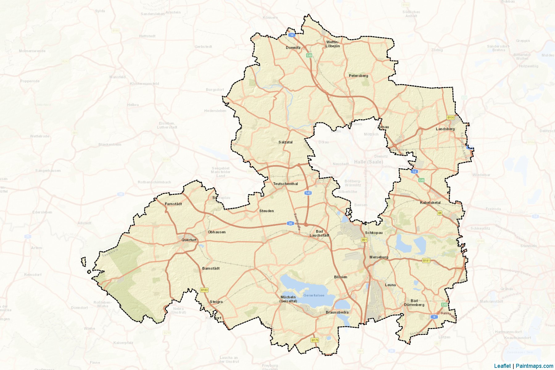 Muestras de recorte de mapas Saalekreis (Saxony-Anhalt)-2