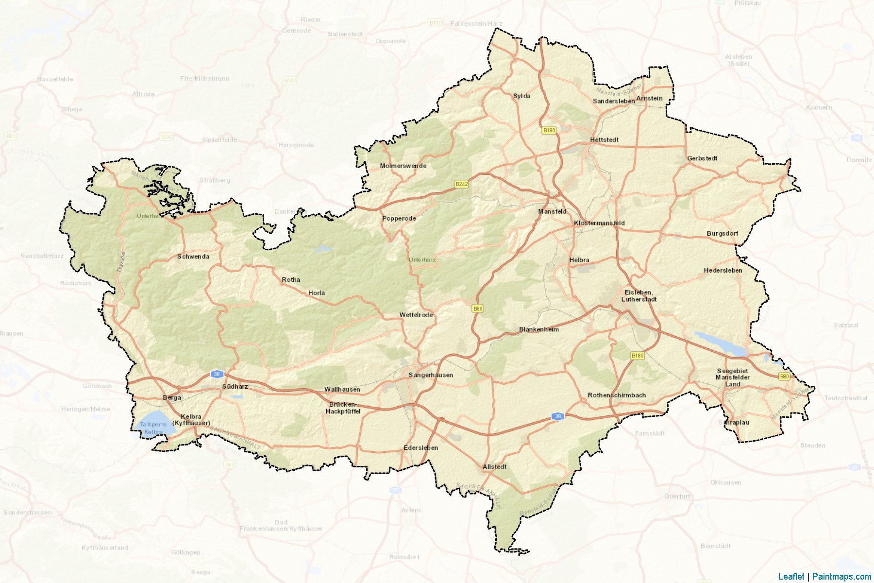 Muestras de recorte de mapas Mansfeld-Südharz (Saxony-Anhalt)-2