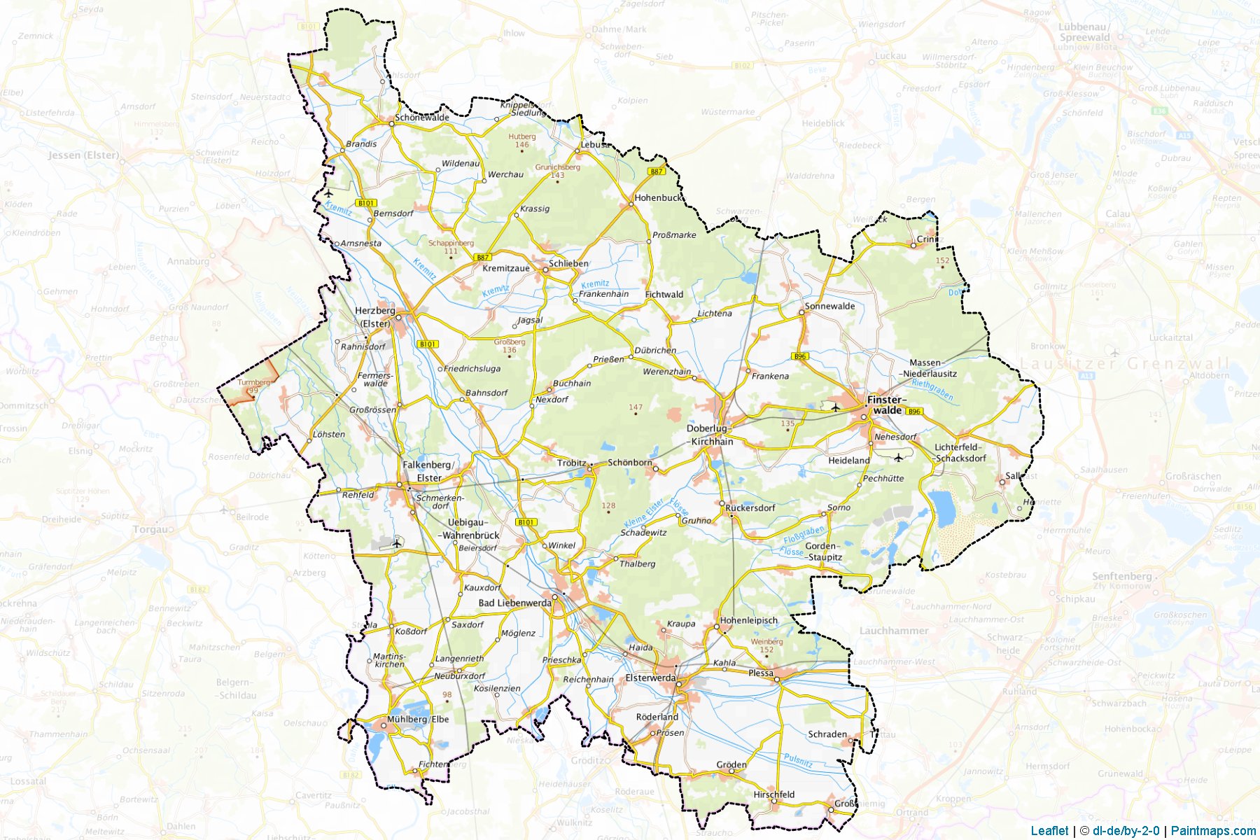 Elbe-Elster (Brandenburg) Map Cropping Samples-1