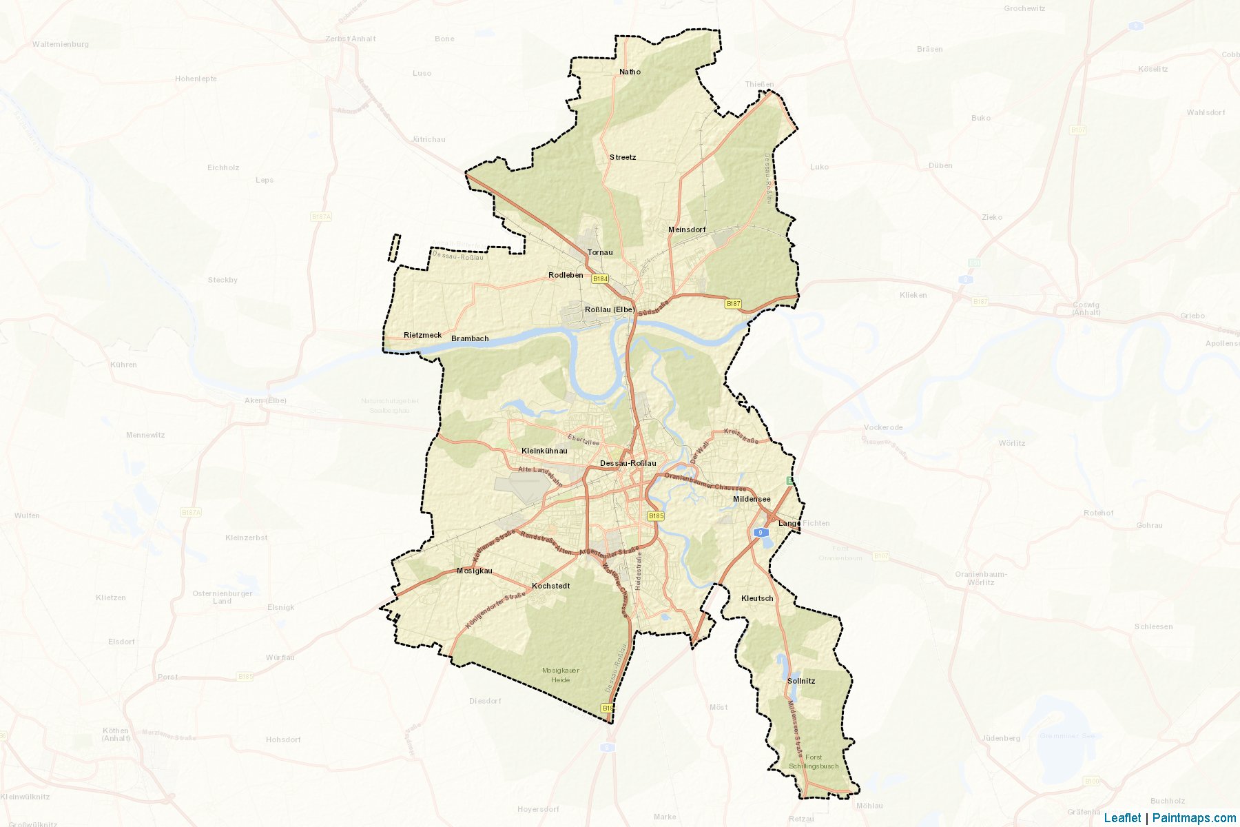 Muestras de recorte de mapas Dessau-Rosslau (Saxony-Anhalt)-2